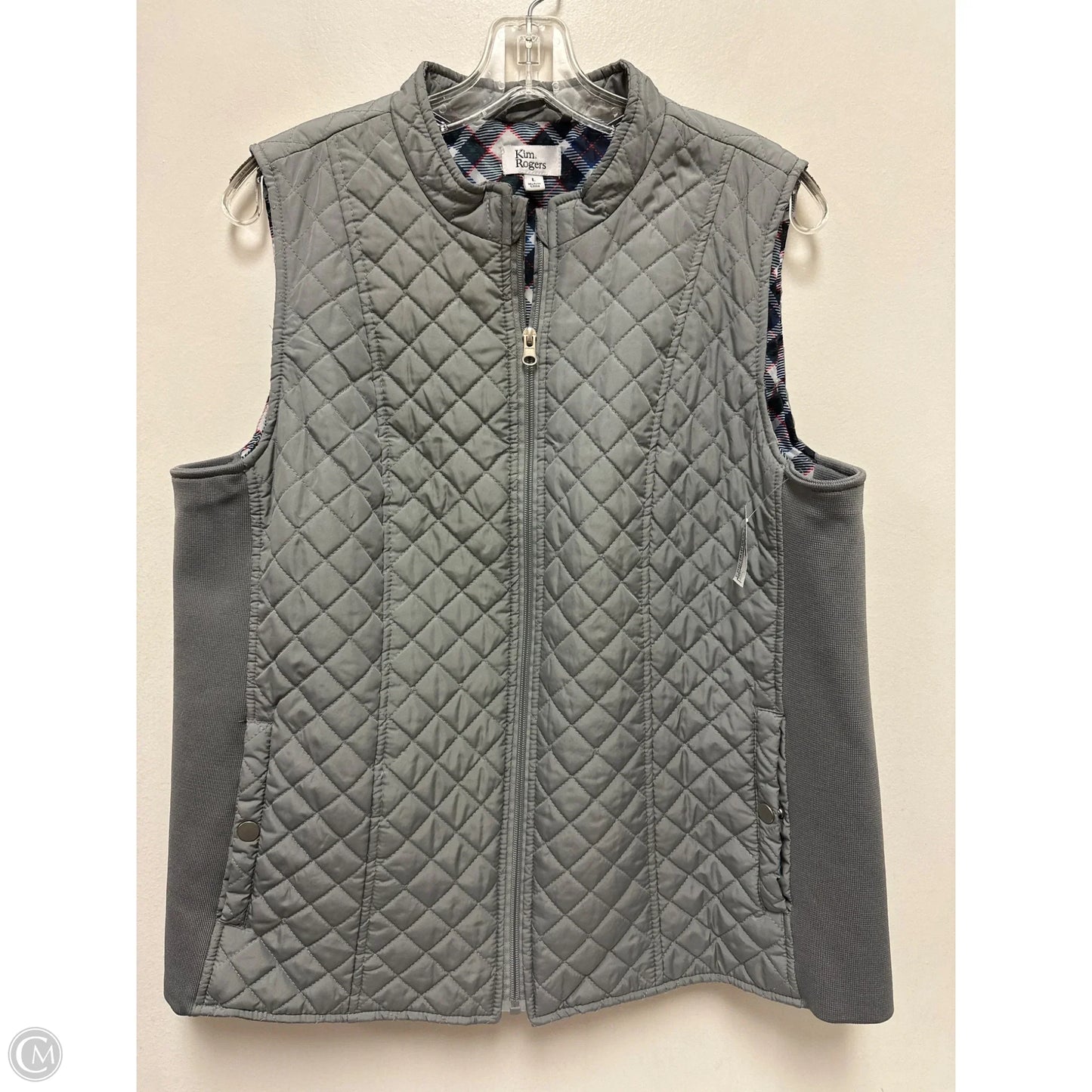 Vest Puffer & Quilted By Kim Rogers In Grey, Size: L