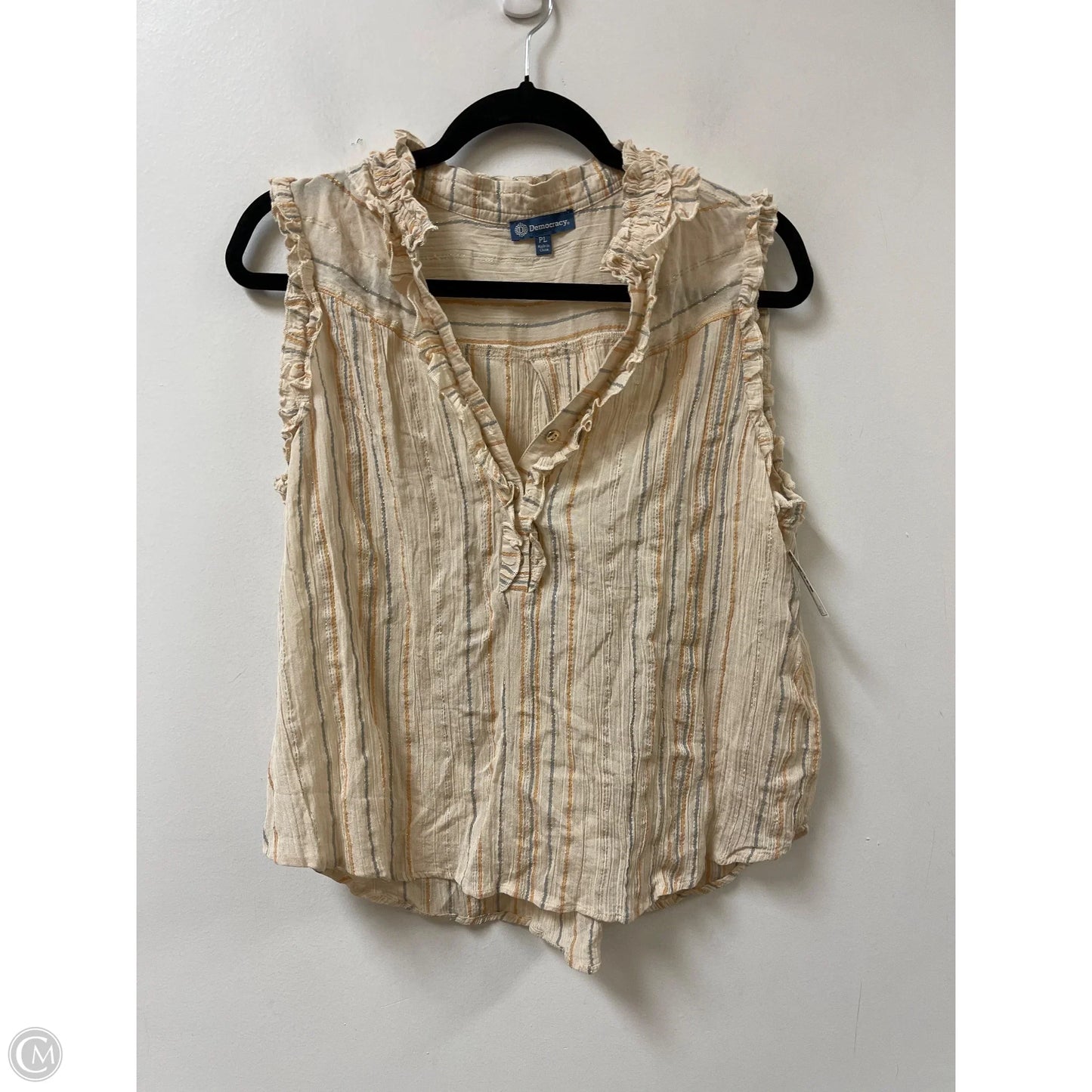Top Sleeveless By Democracy In Cream, Size: L
