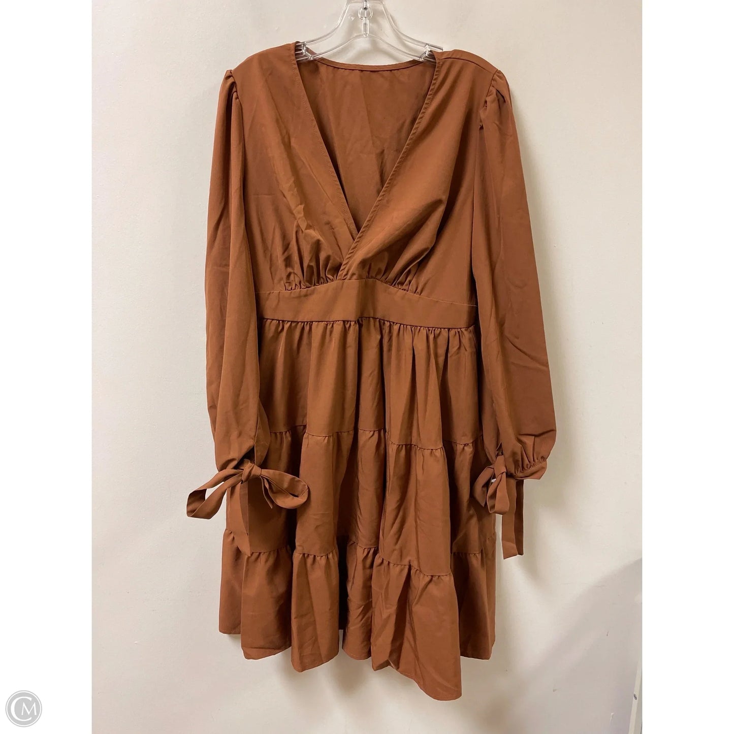 Dress Casual Midi By Clothes Mentor In Brown, Size: 1x