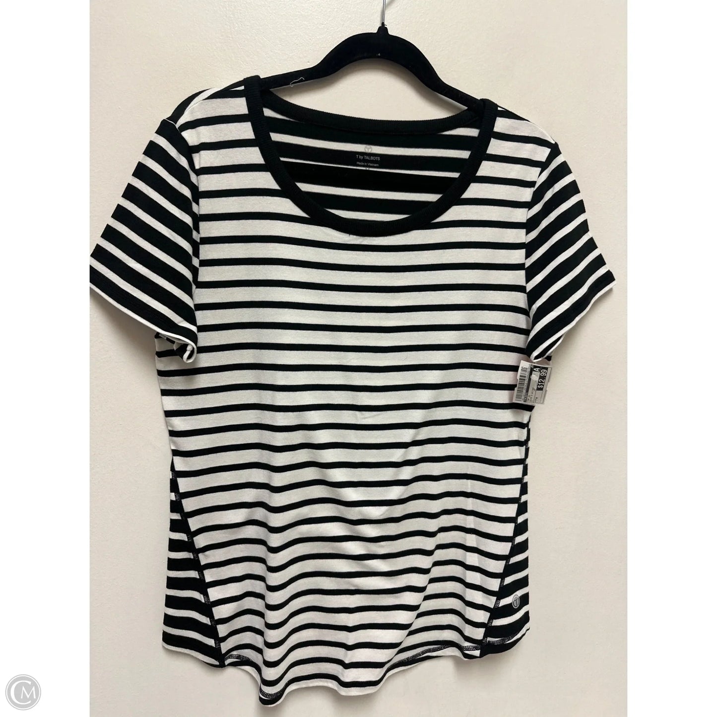 Top Short Sleeve By Talbots In Black & White, Size: M