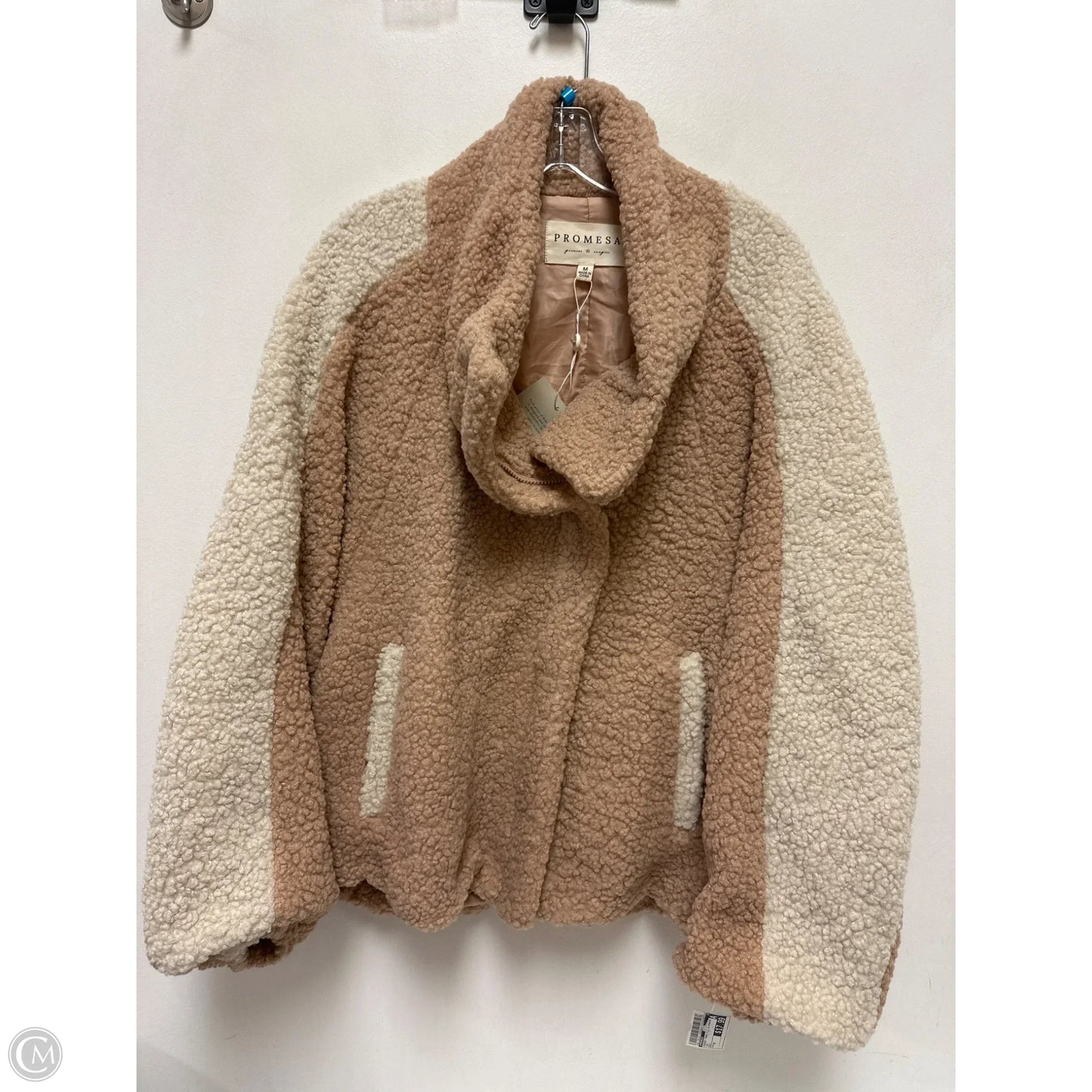 Jacket Faux Fur & Sherpa By Promesa In Tan, Size: M