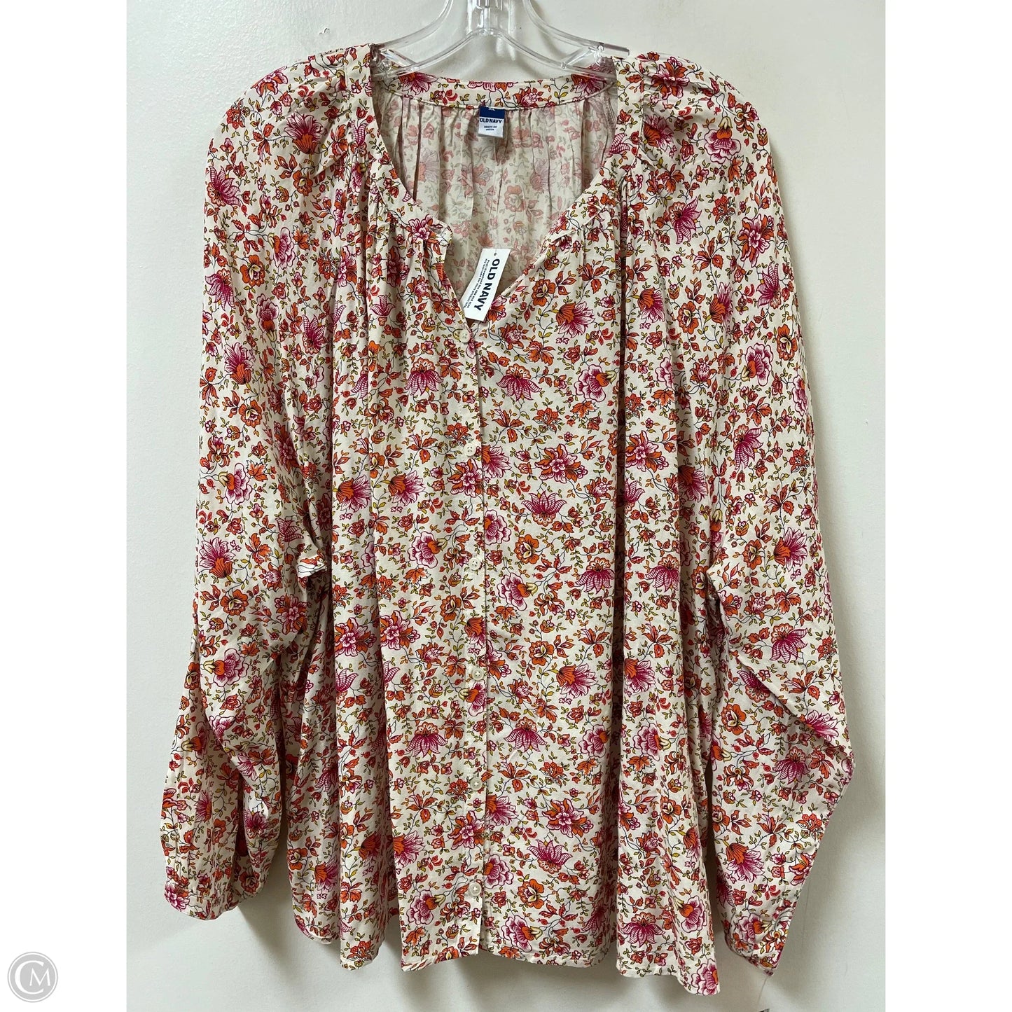 Blouse Long Sleeve By Old Navy In Floral Print, Size: Xl