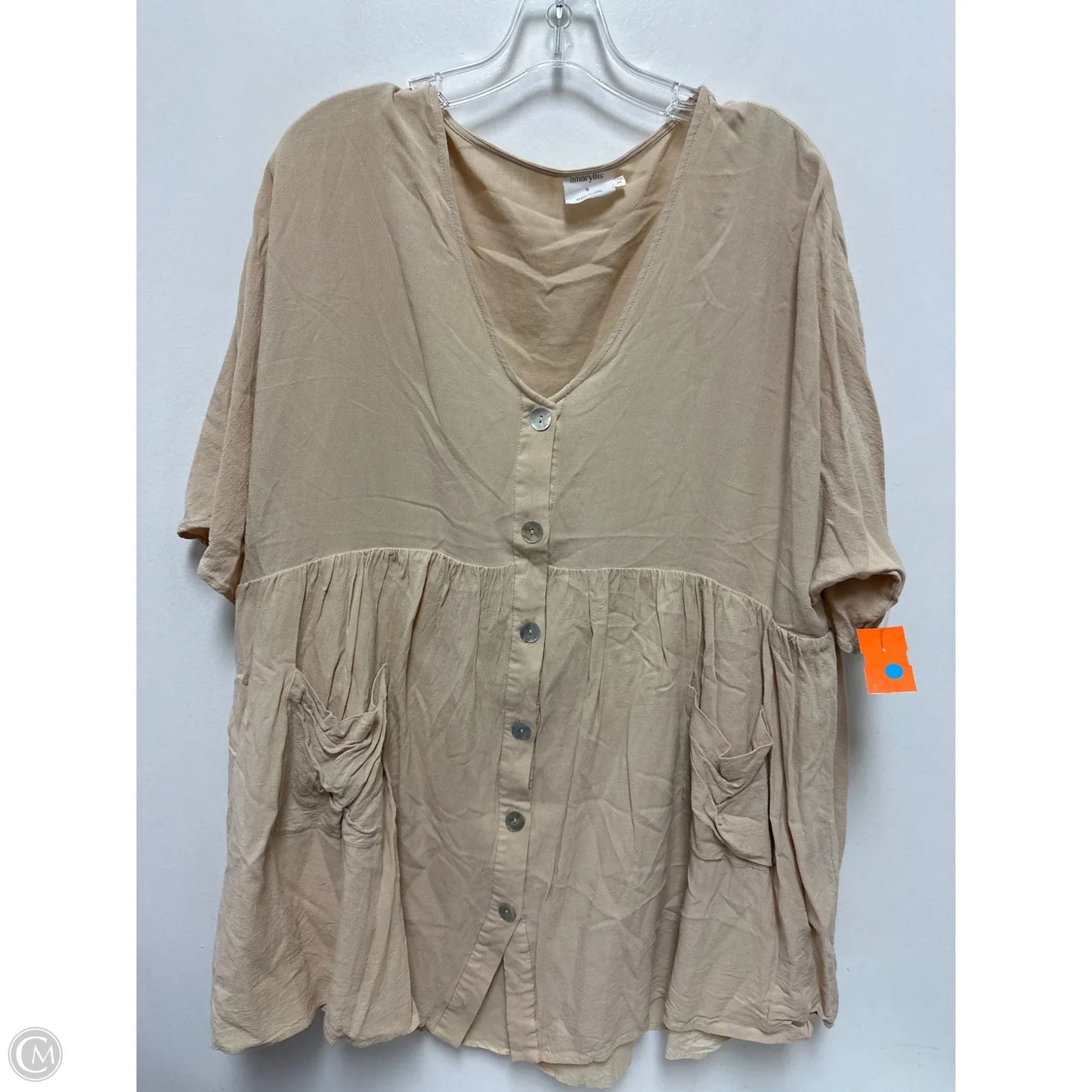 Dress Casual Short By Amaryllis In Tan, Size: 1x