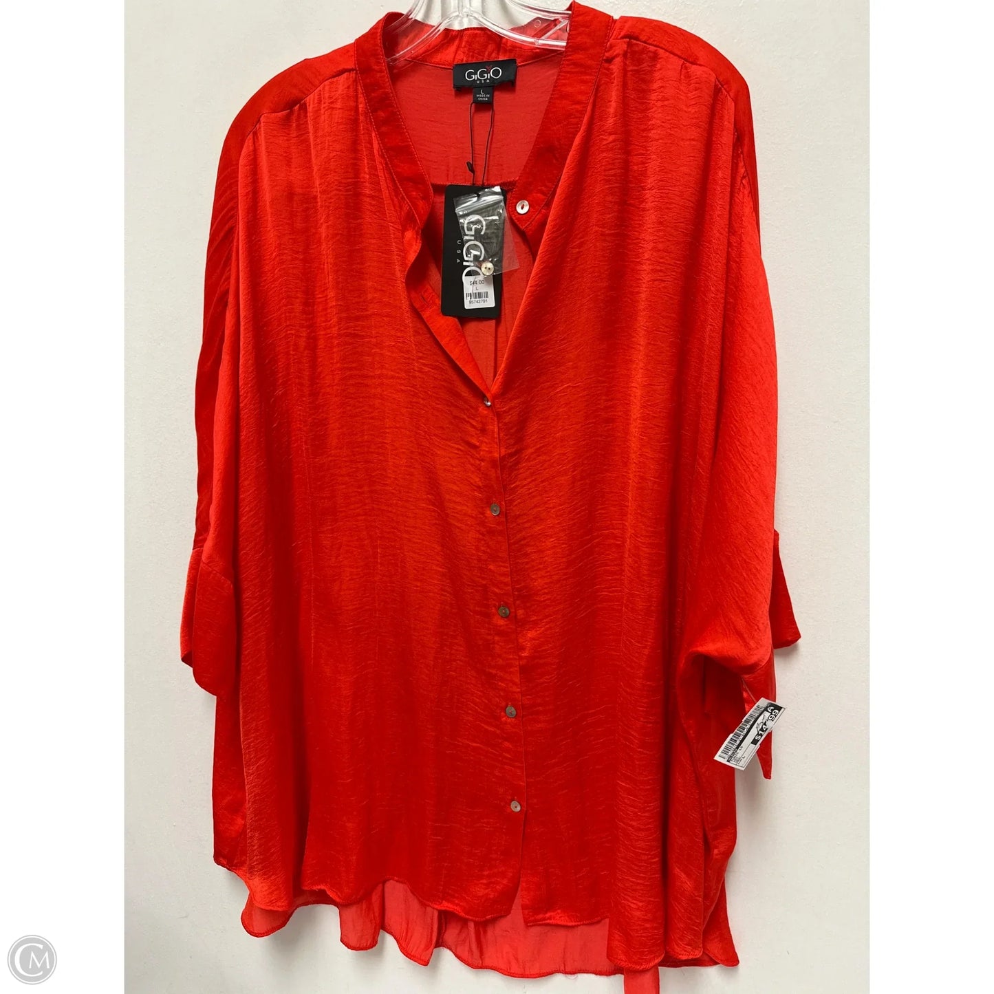 Tunic Long Sleeve By Gigio In Red, Size: L