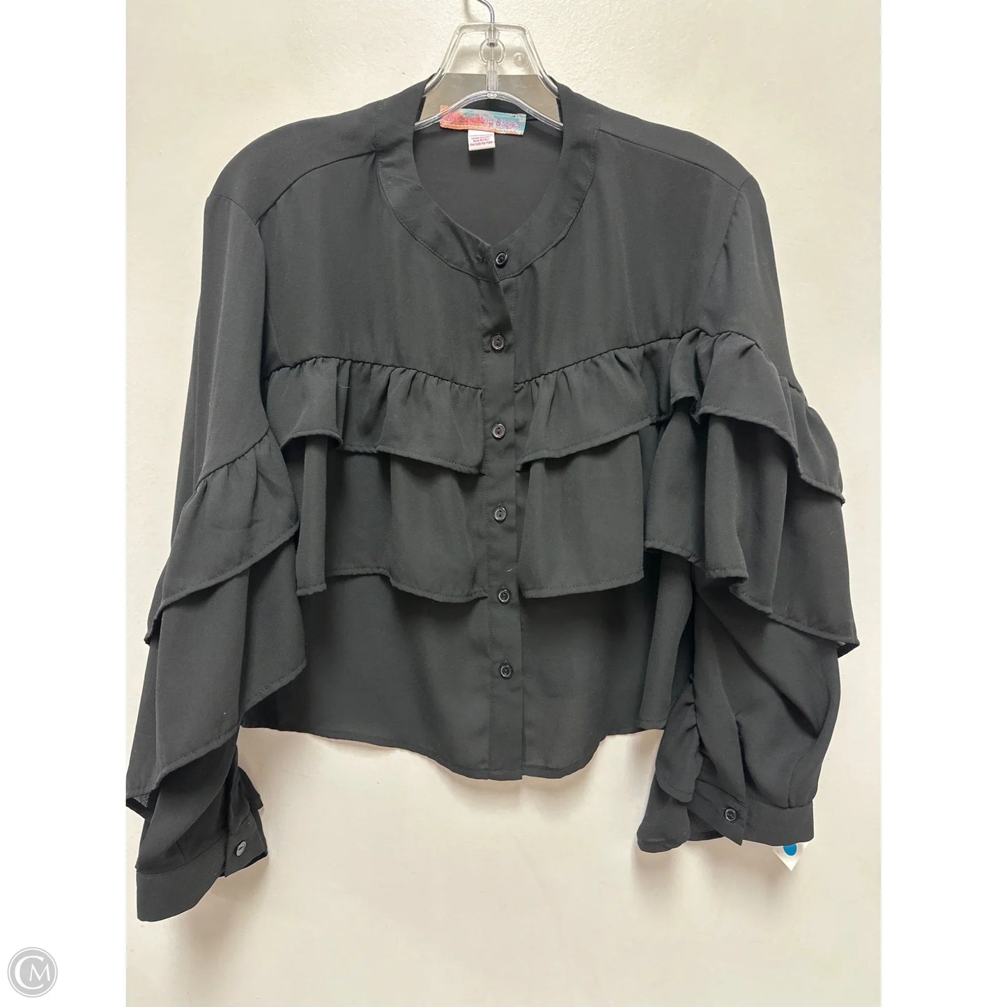 Blouse Long Sleeve By Clothes Mentor In Black, Size: S