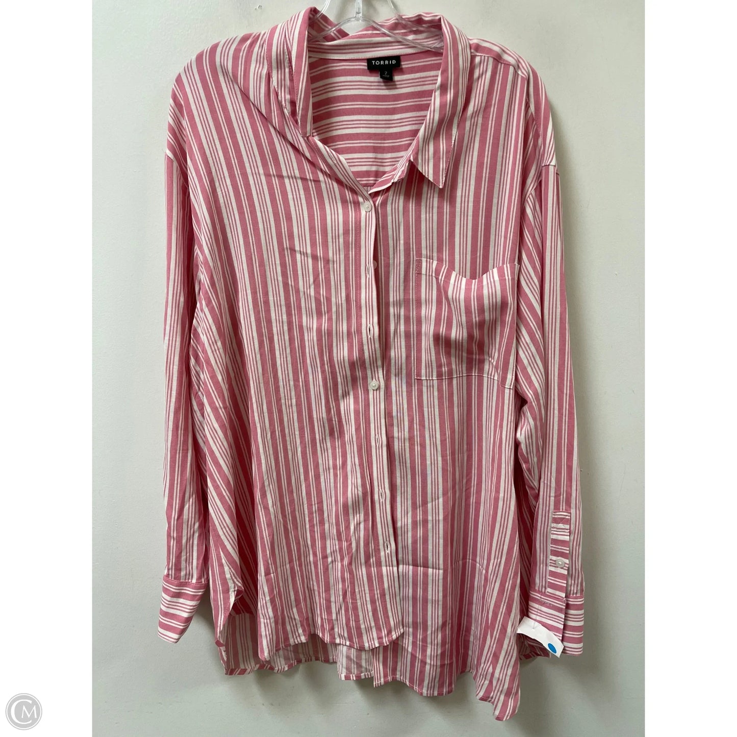 Blouse Long Sleeve By Torrid In Pink, Size: 2x