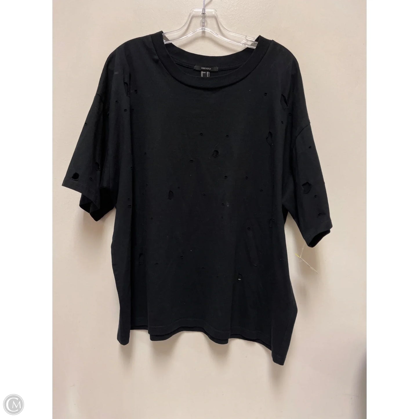 Top Short Sleeve By Forever 21 In Black, Size: Xl