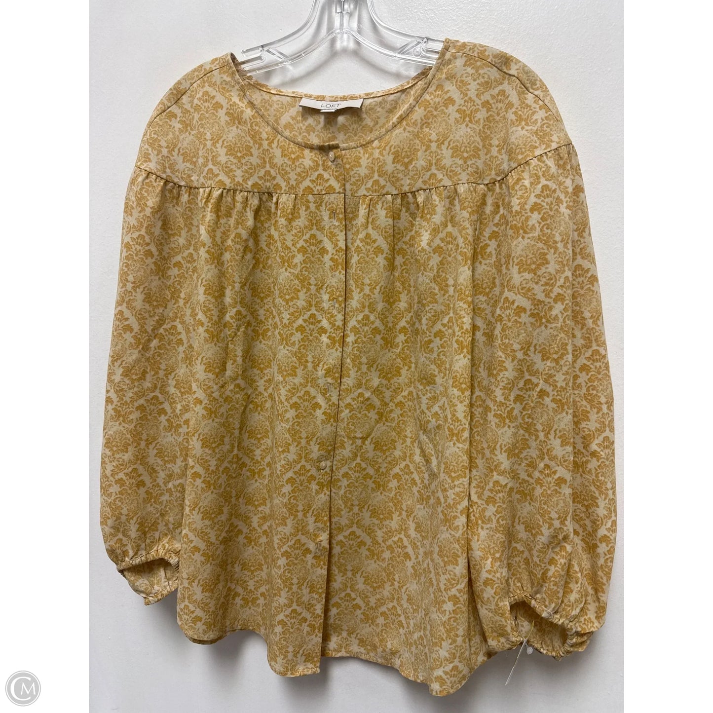 Blouse Long Sleeve By Loft In Yellow, Size: L
