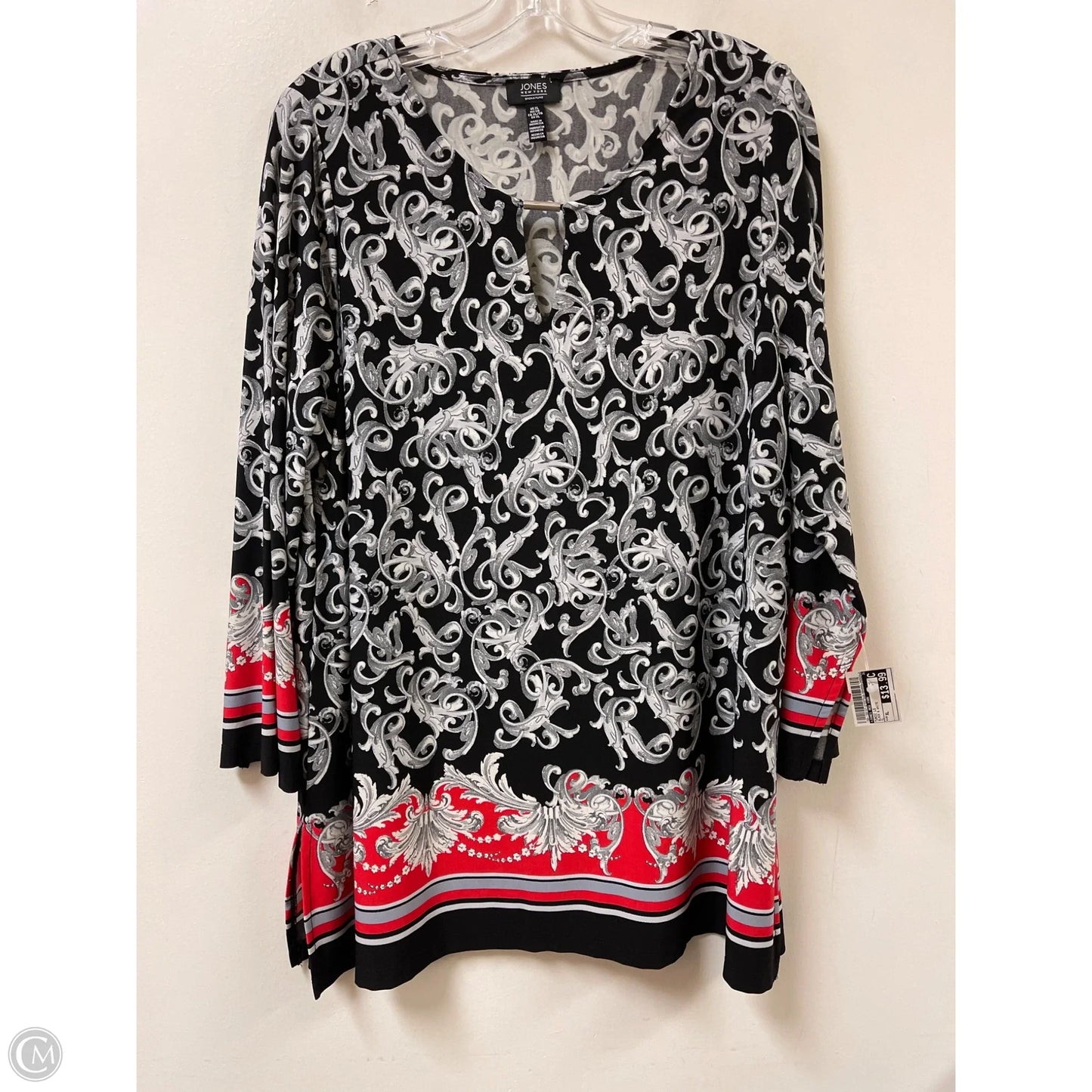Tunic Long Sleeve By Jones New York In Black & White, Size: Xl