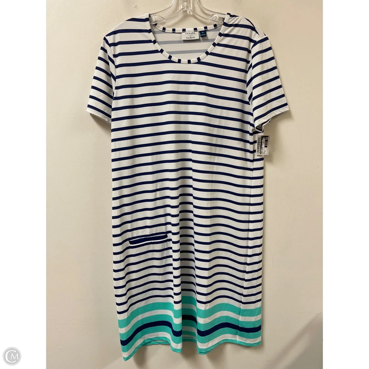 Dress Casual Midi By Talbots In Blue & White, Size: Xl