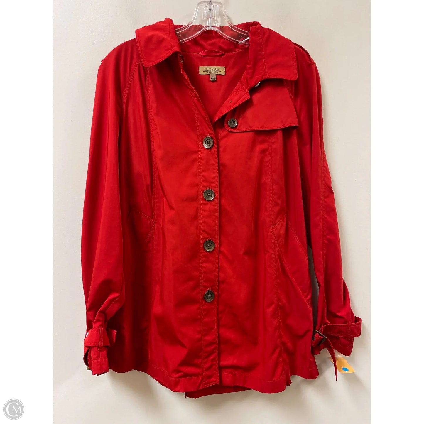 Jacket Windbreaker By Peck And Peck In Red, Size: M
