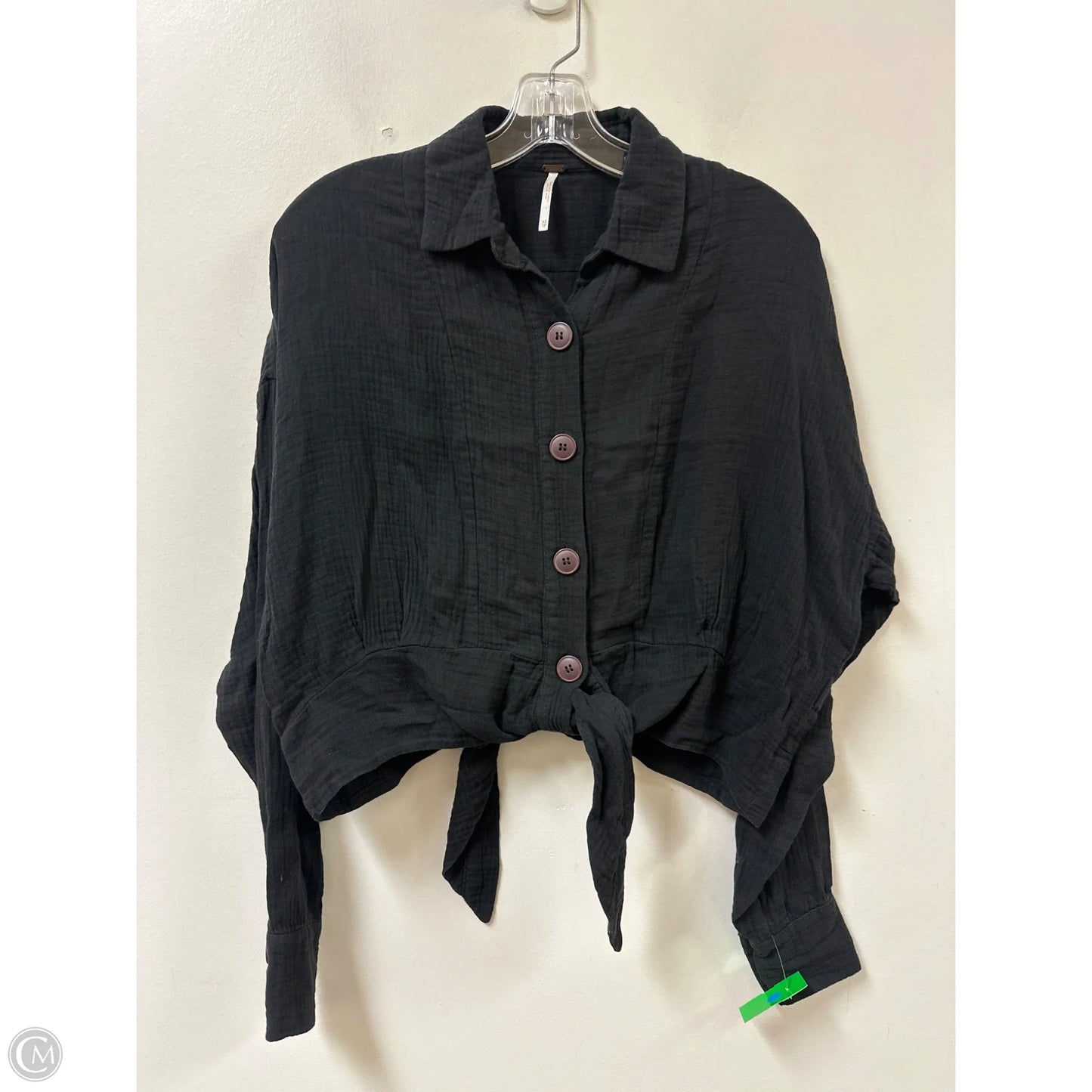 Blouse Long Sleeve By Free People In Black, Size: Xs