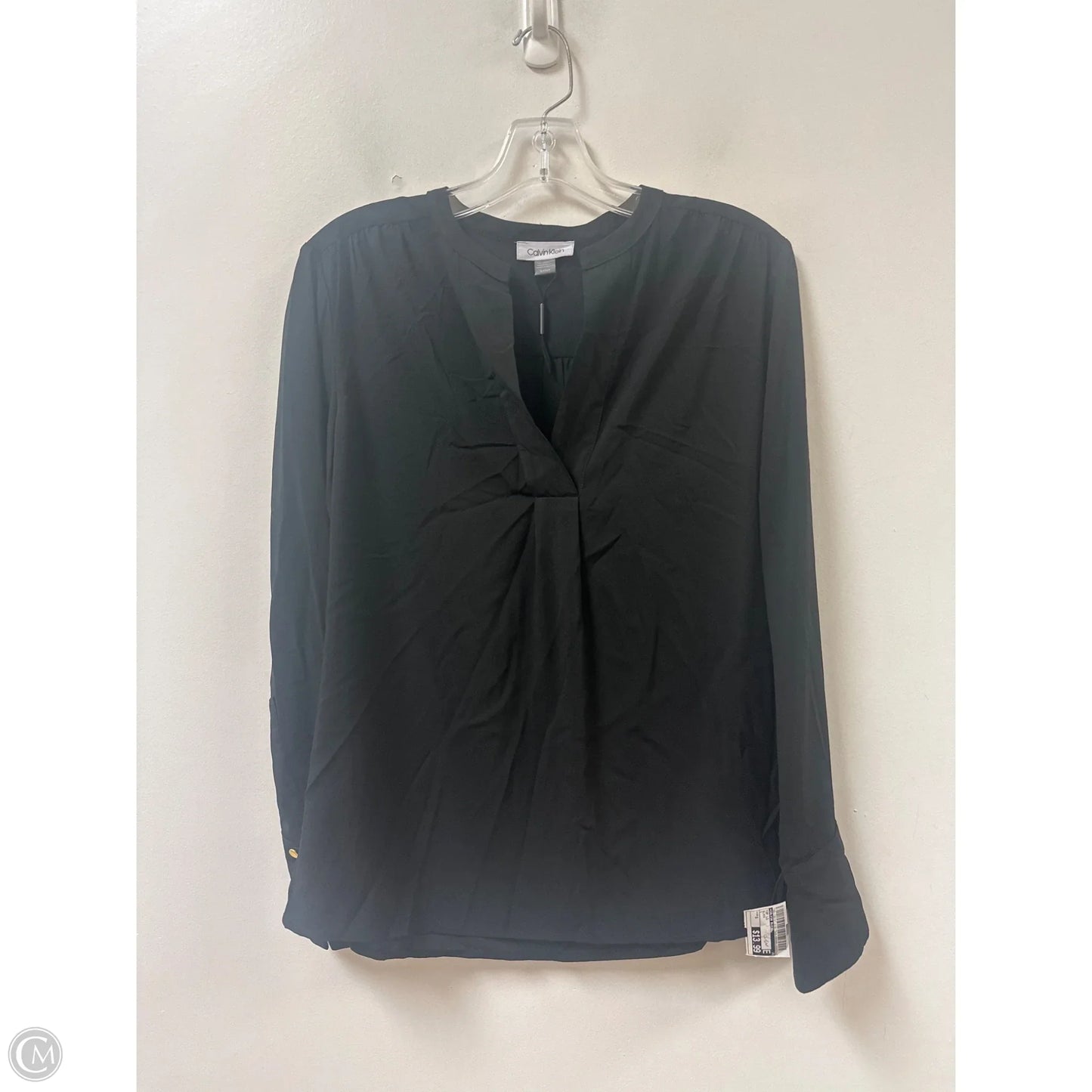 Top Long Sleeve By Calvin Klein In Black, Size: S