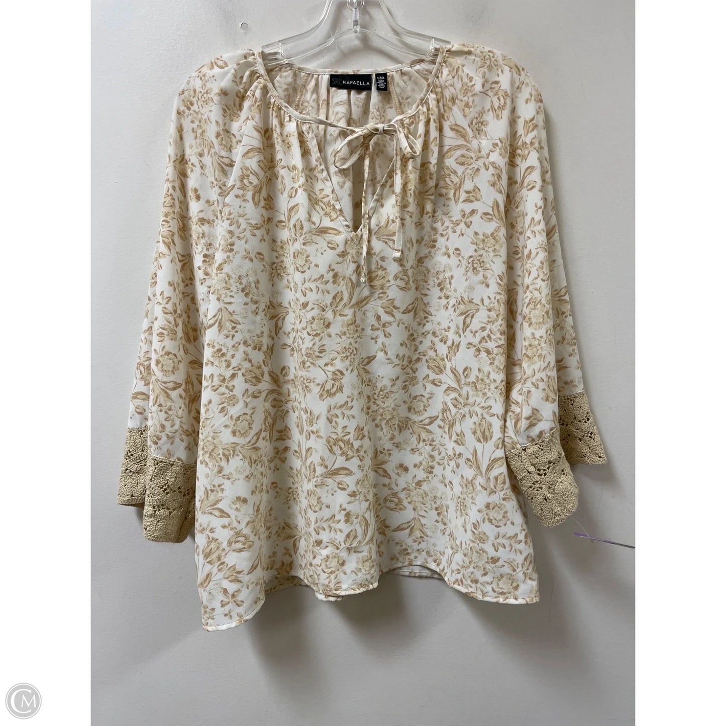Top Long Sleeve By Rafaella In Cream, Size: L