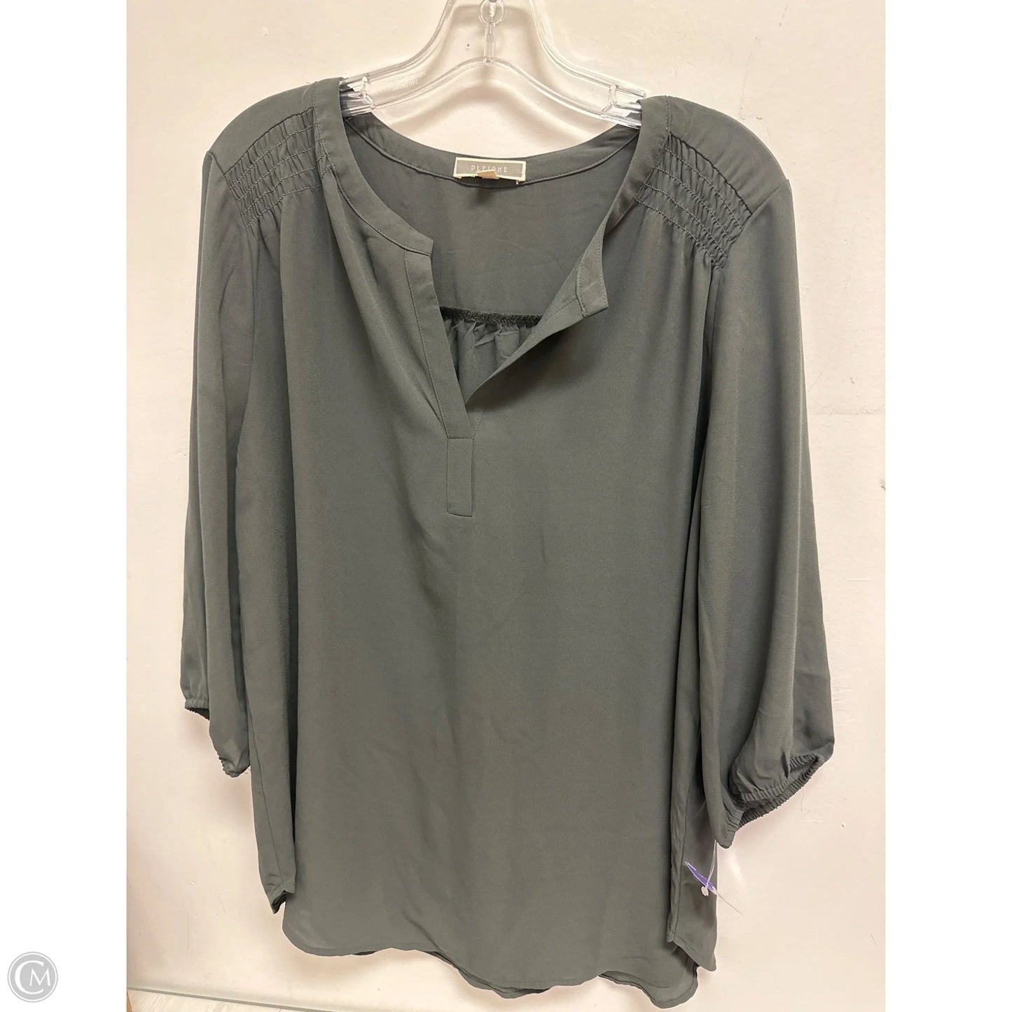 Top Long Sleeve By Pleione In Green, Size: L