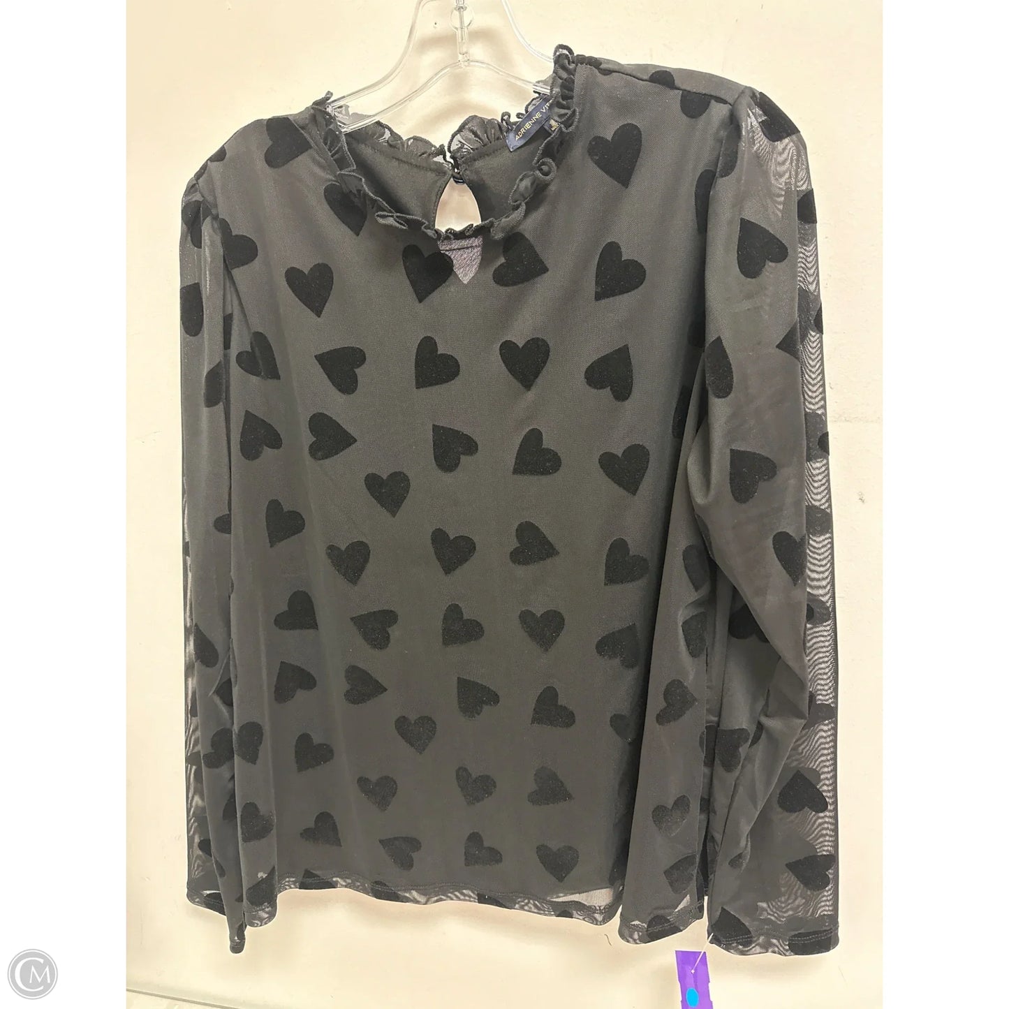 Top Long Sleeve By Adrienne Vittadini In Black, Size: Xl