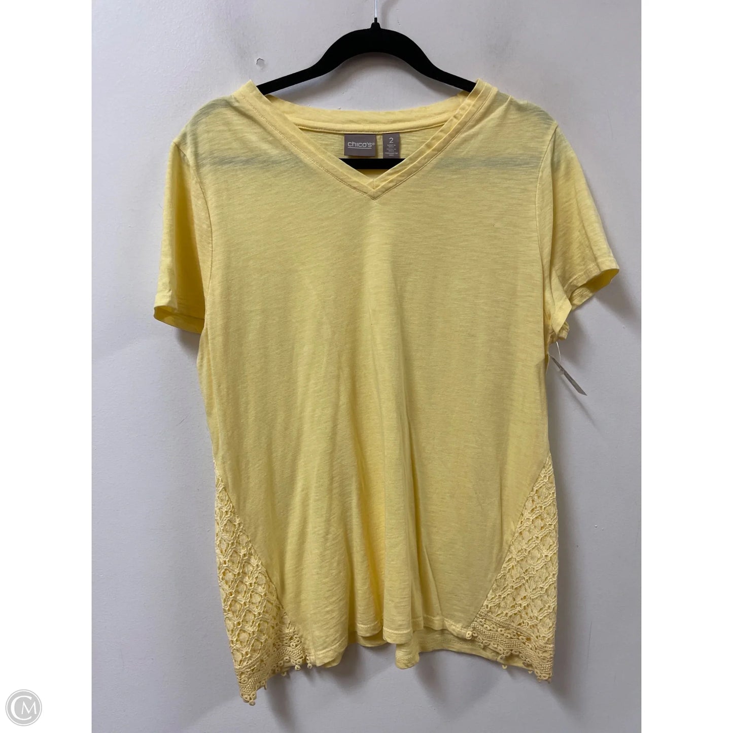 Top Short Sleeve By Chicos In Yellow, Size: L