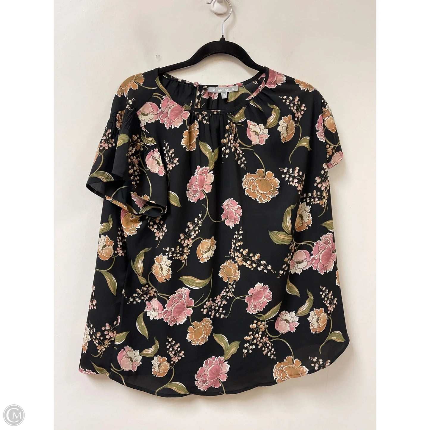 Top Short Sleeve By Daniel Rainn In Floral Print, Size: 1x