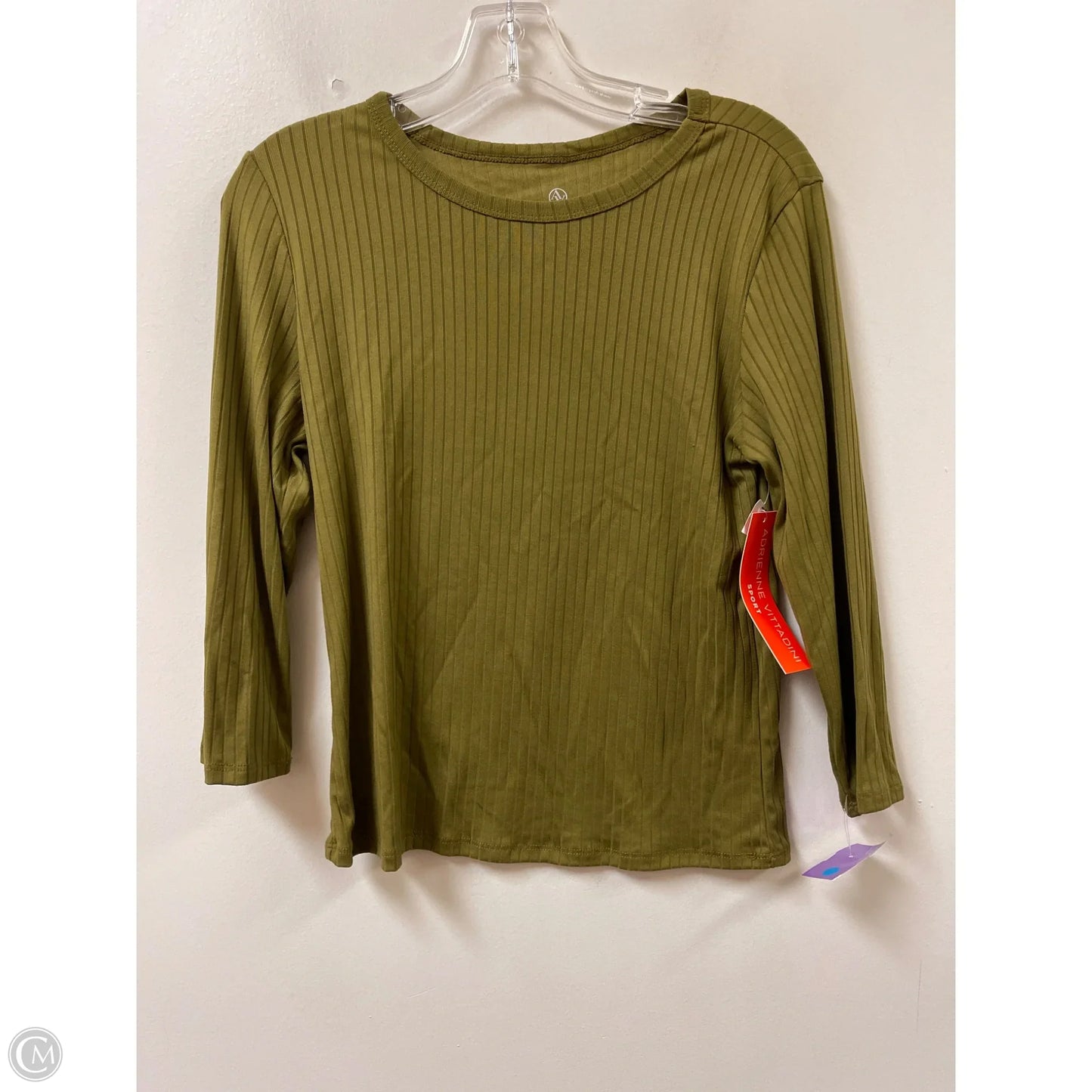 Top Long Sleeve By Adrienne Vittadini In Green, Size: M