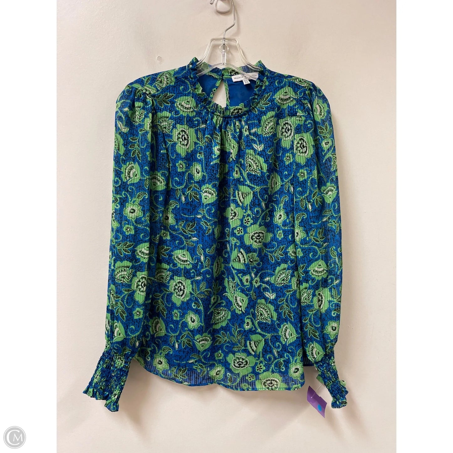Top Long Sleeve By Maison Damelie In Blue & Green, Size: Xs