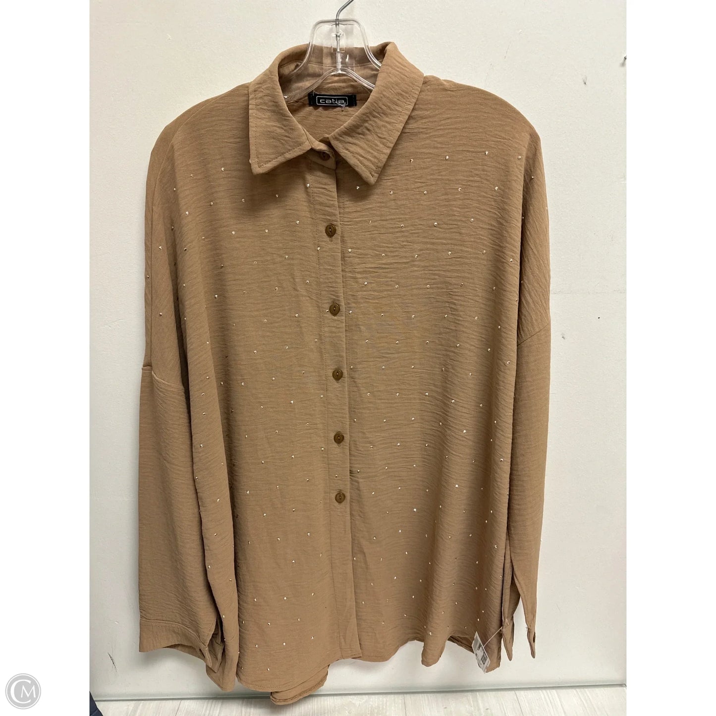 Tunic Long Sleeve By Clothes Mentor In Brown, Size: Xl