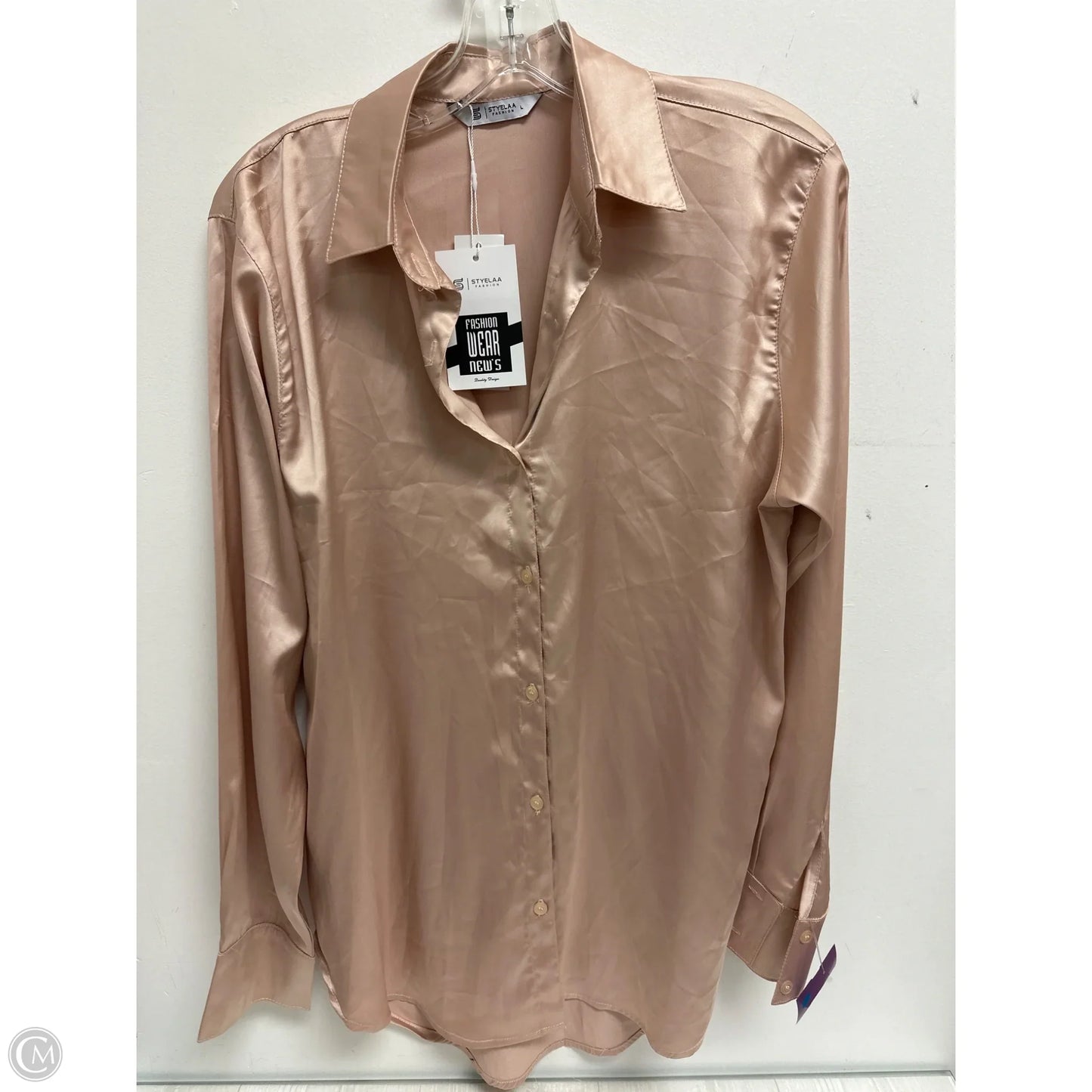 Blouse Long Sleeve By Clothes Mentor In Pink, Size: L