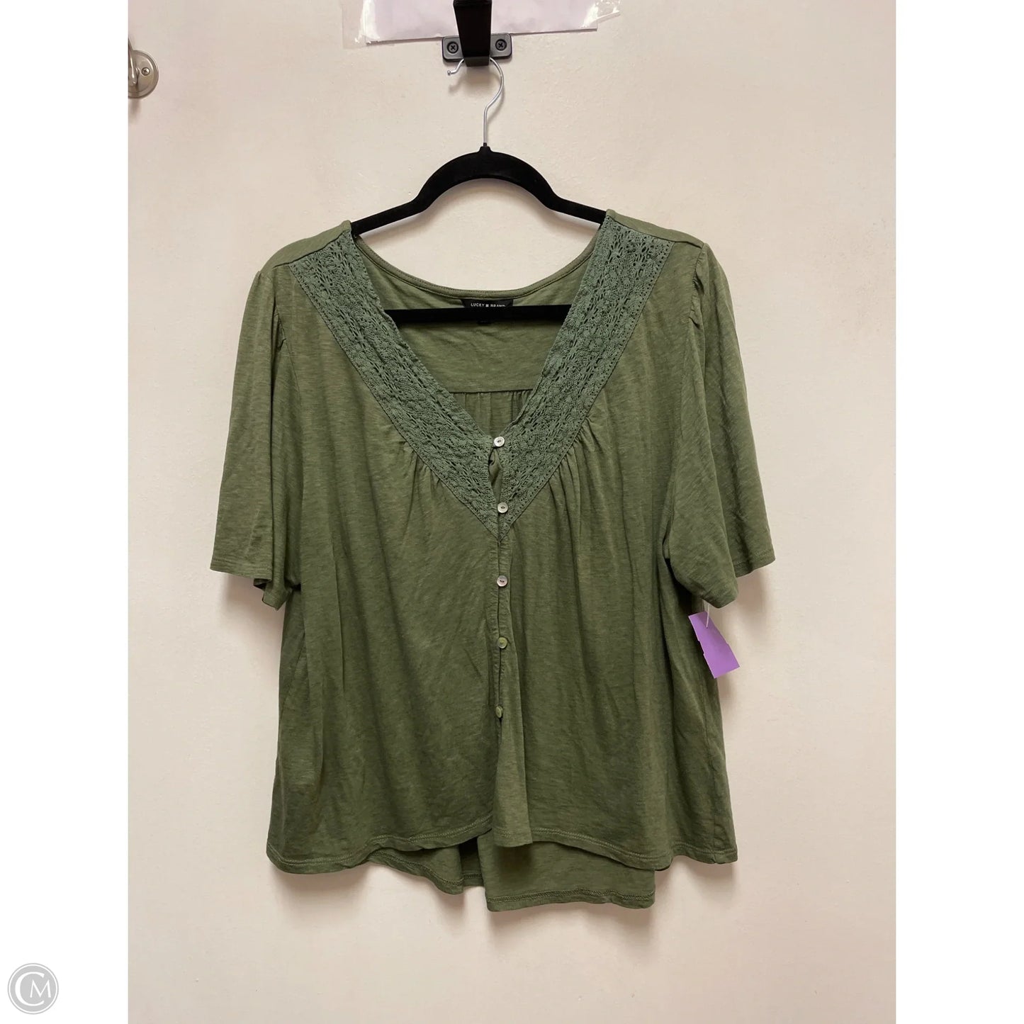 Top Short Sleeve By Lucky Brand In Green, Size: L