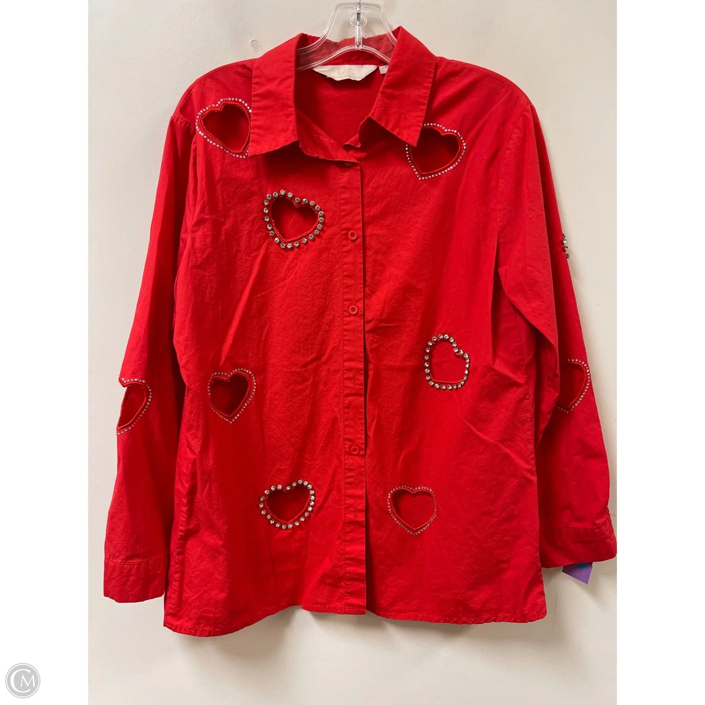 Blouse Long Sleeve By Clothes Mentor In Red, Size: L