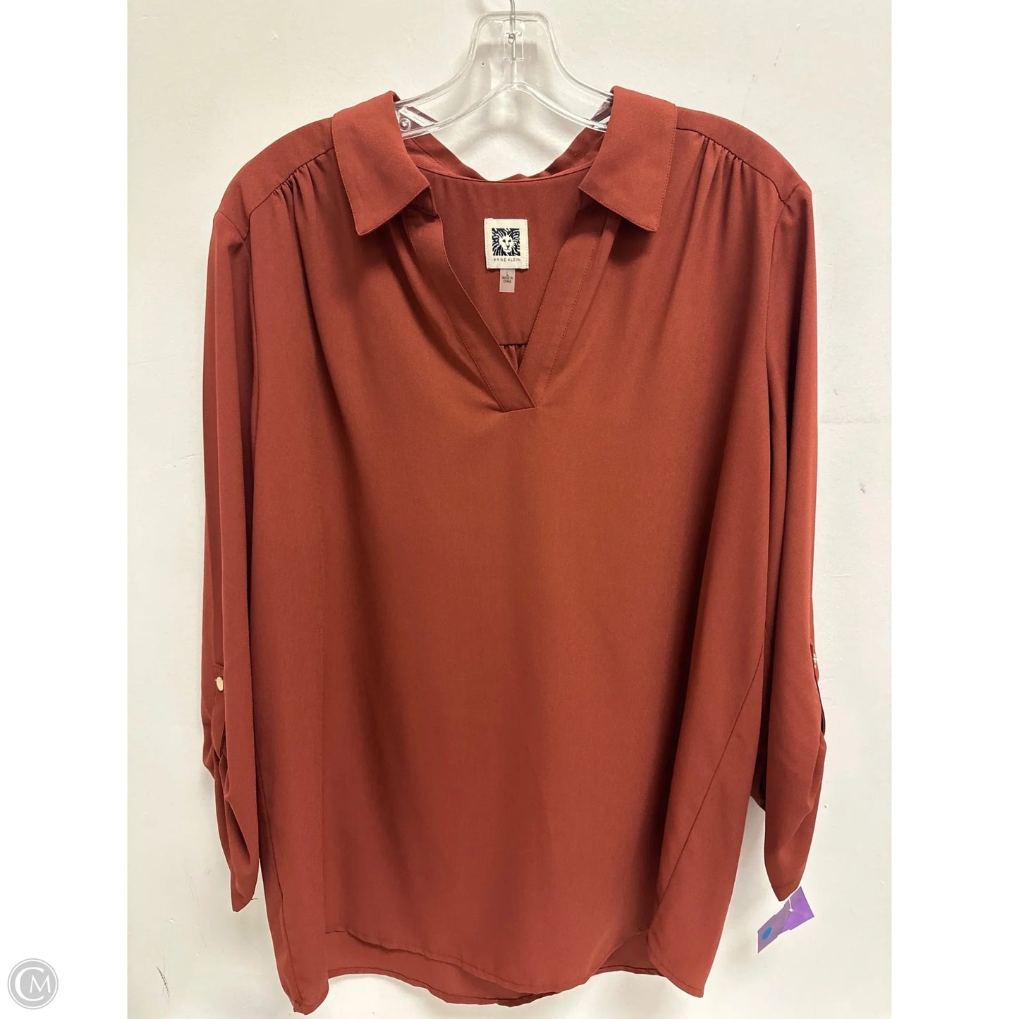 Top Long Sleeve By Anne Klein In Orange, Size: L