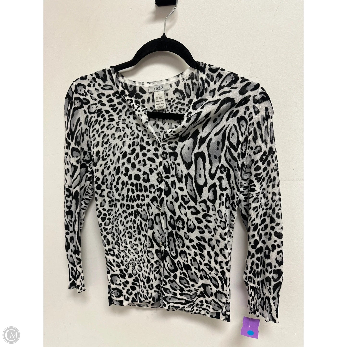 Sweater Cardigan By Cache In Animal Print, Size: M