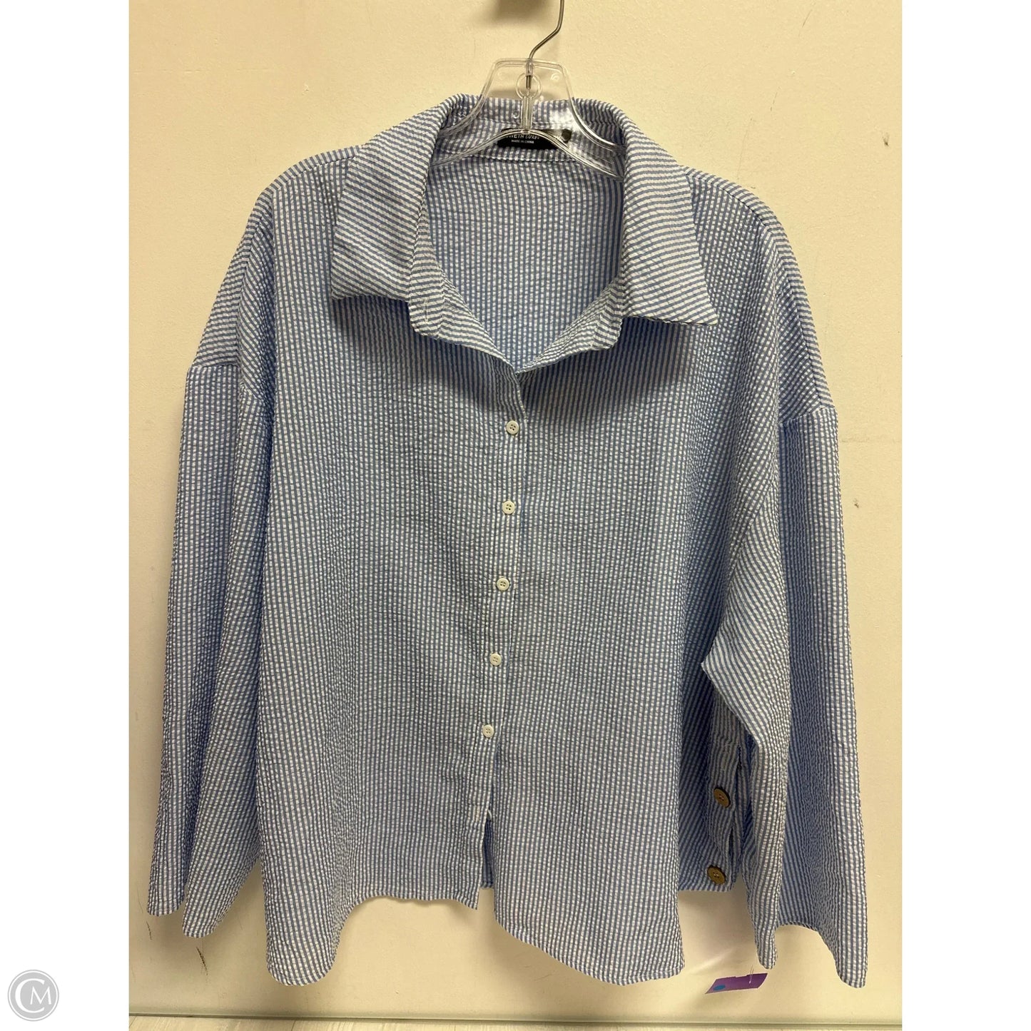 Blouse Long Sleeve By Shein In Blue, Size: 3x