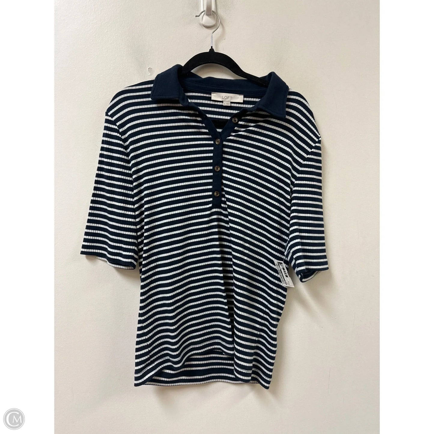 Top Short Sleeve By Loft In Navy, Size: Xl