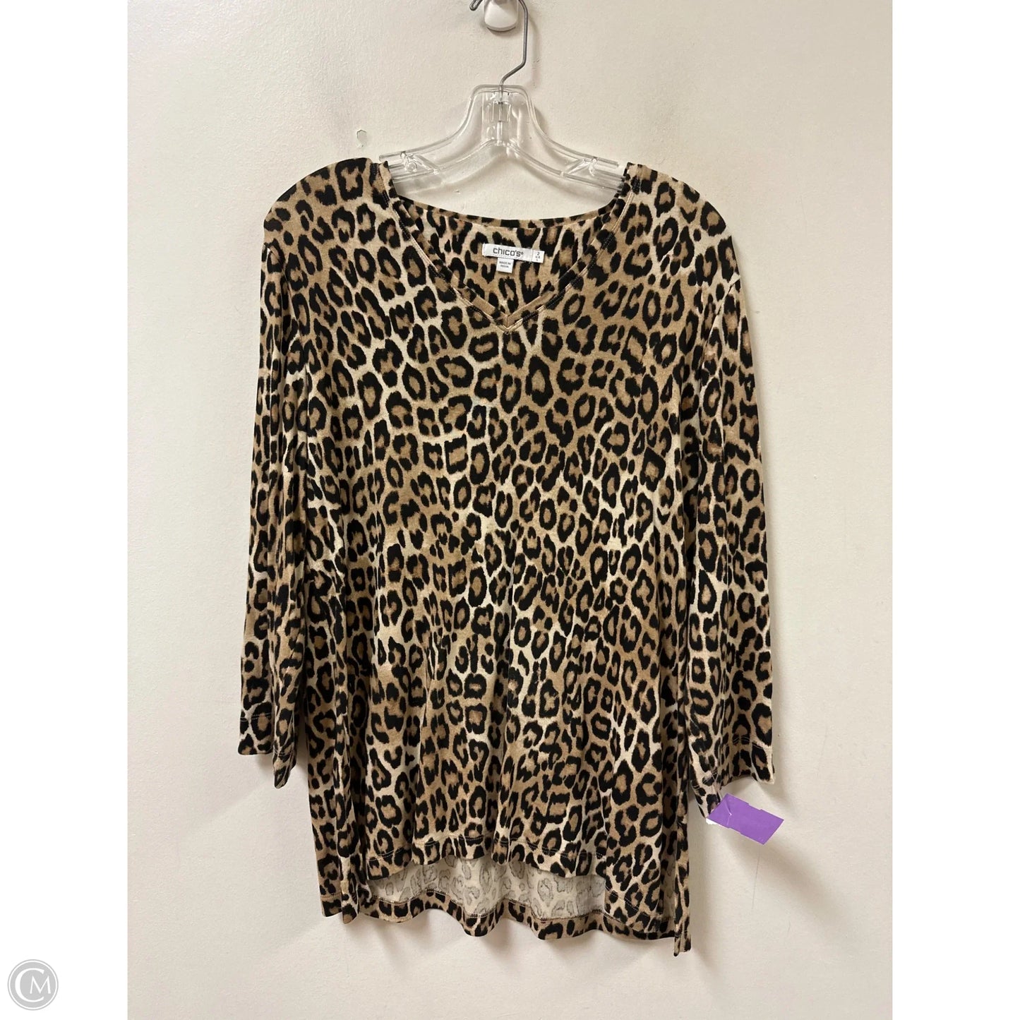 Top Long Sleeve By Chicos In Animal Print, Size: L