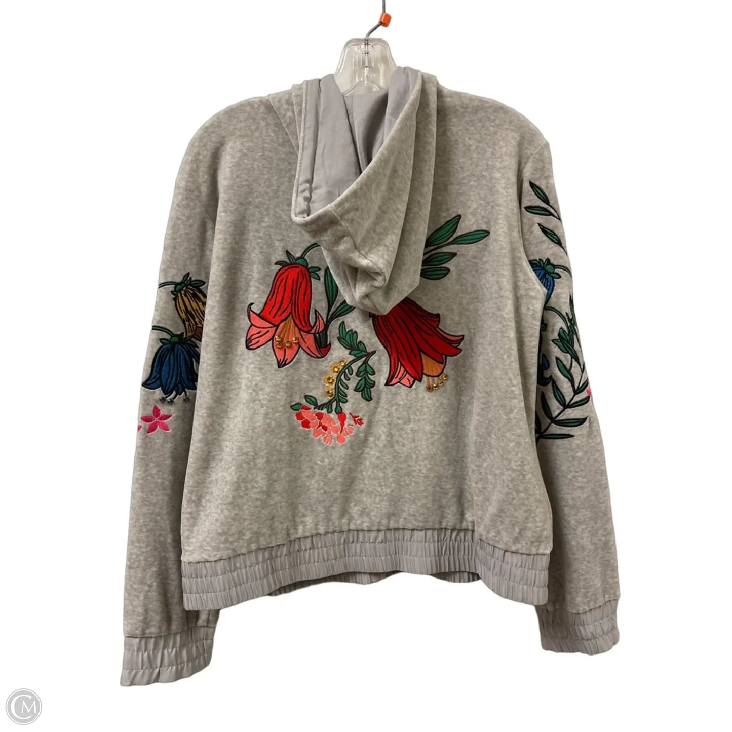 Jacket Designer By Escada In Grey, Size: L