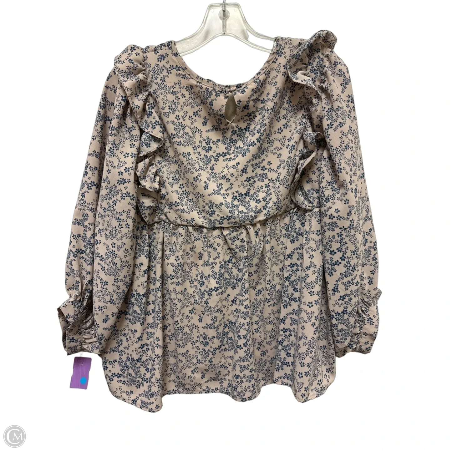 Top Long Sleeve By &merci In Blue & Grey, Size: L