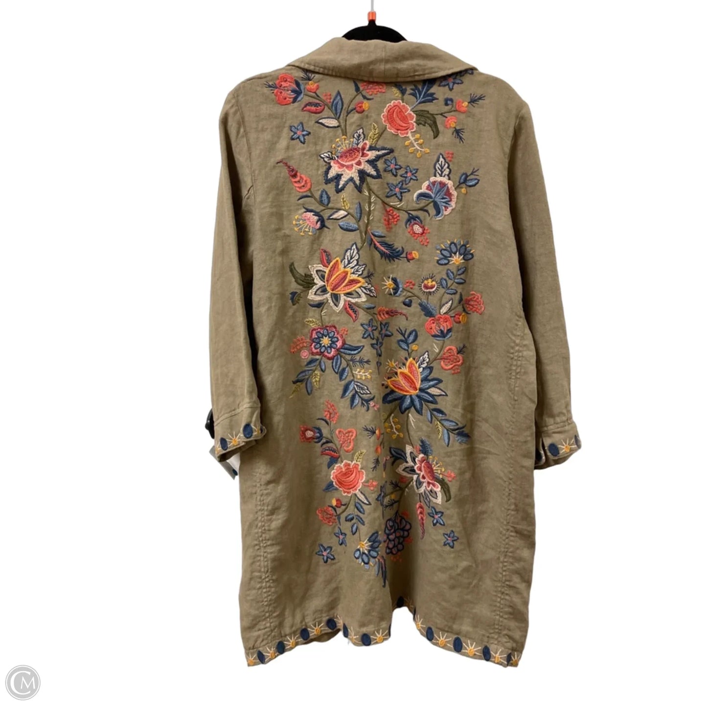 Sweater Cardigan Designer By Johnny Was In Tan, Size: L