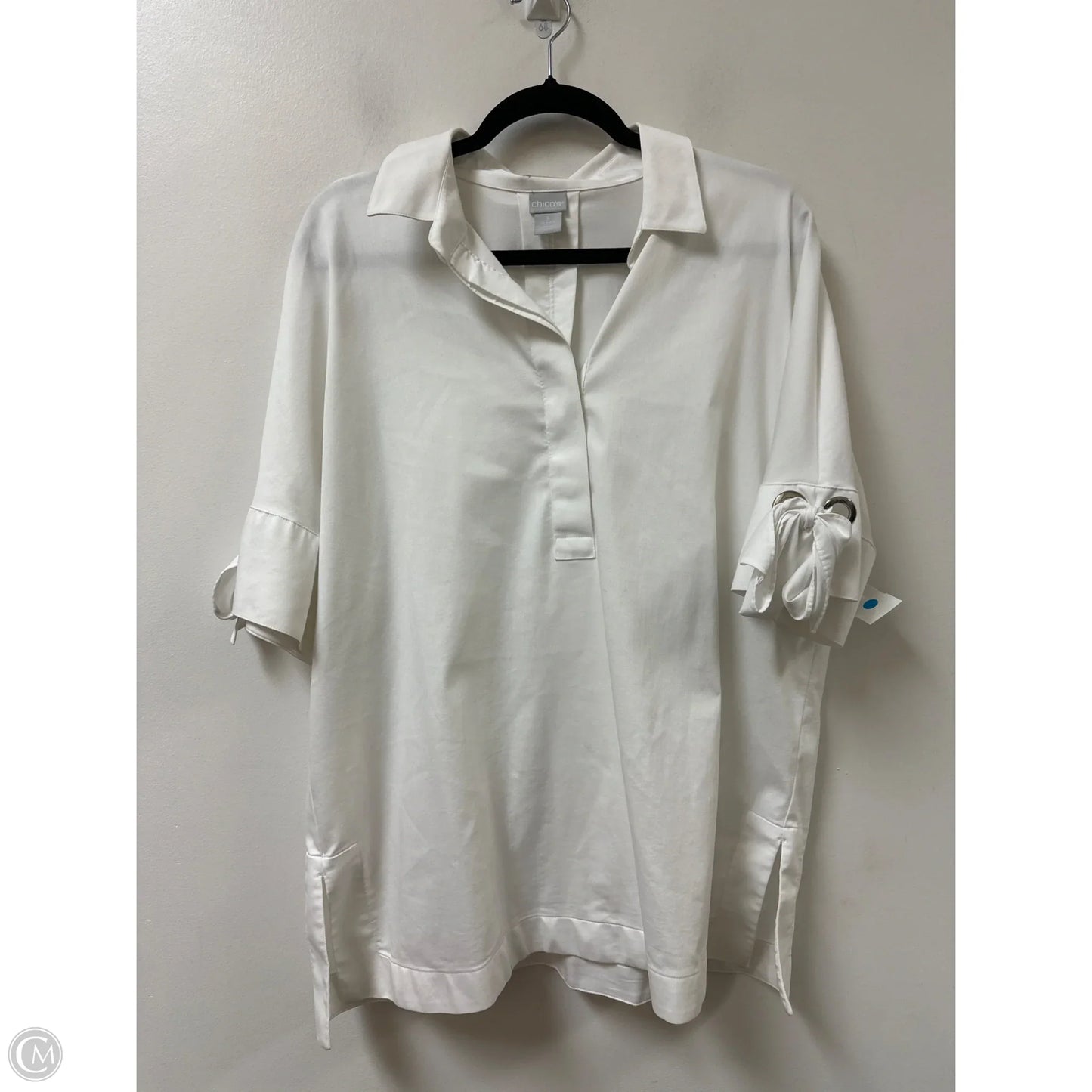 Blouse Short Sleeve By Chicos In White, Size: Xl