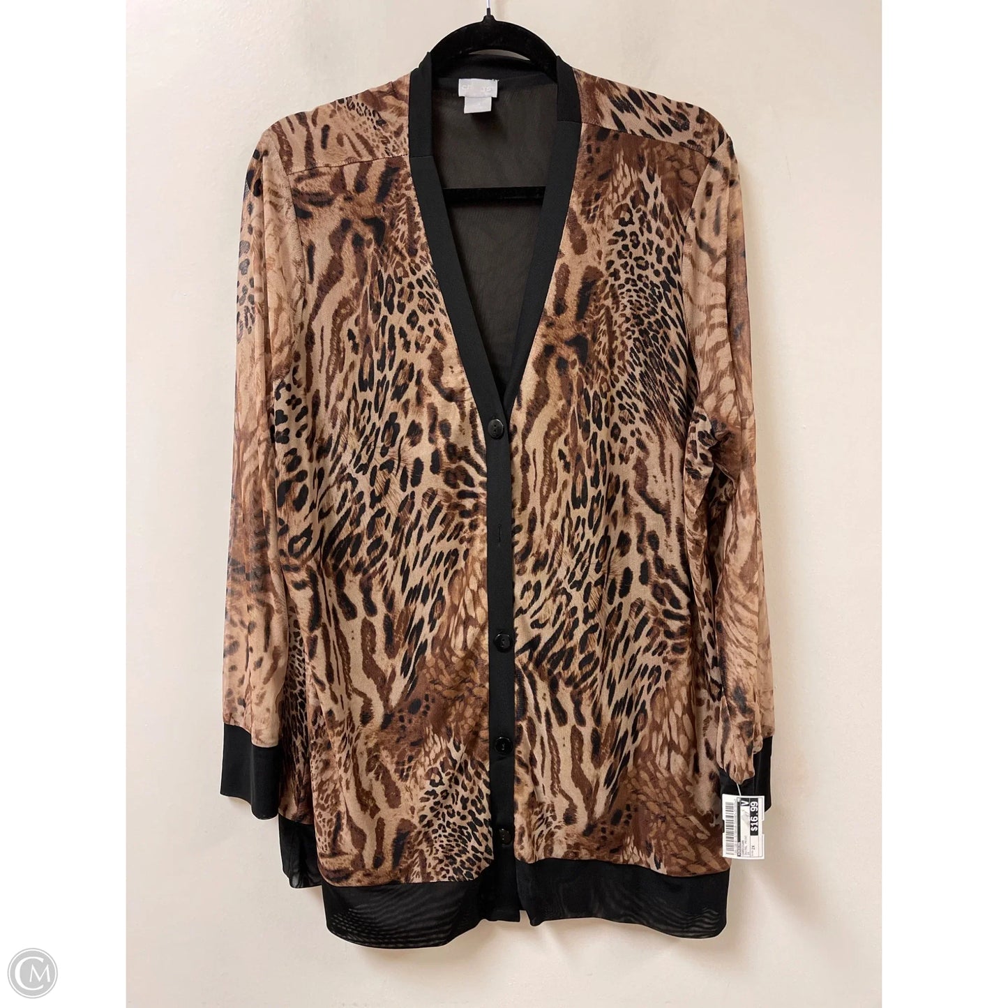 Cardigan By Chicos In Animal Print, Size: 2x