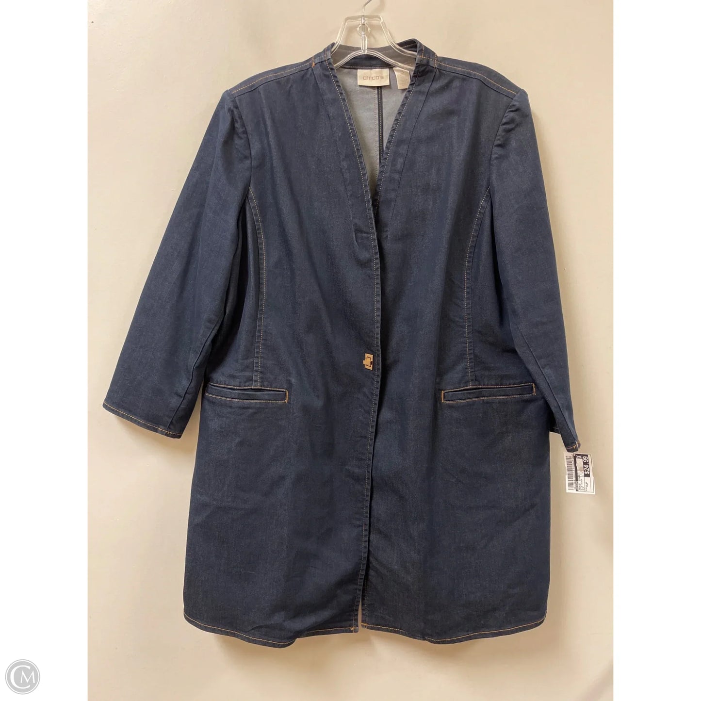 Jacket Other By Chicos In Blue Denim, Size: Xlp