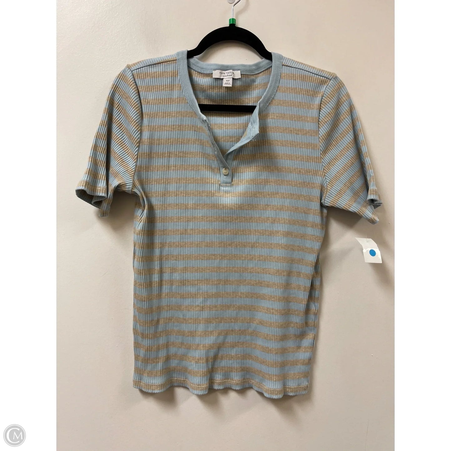 Top Short Sleeve By Ann Taylor In Striped Pattern, Size: Xlp