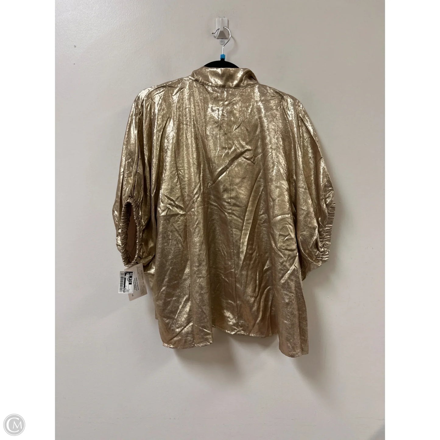 Blouse Short Sleeve By Entro In Gold, Size: L