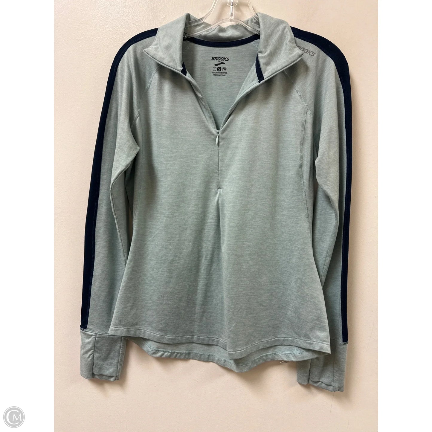 Athletic Top Long Sleeve Collar By Brooks In Blue, Size: S