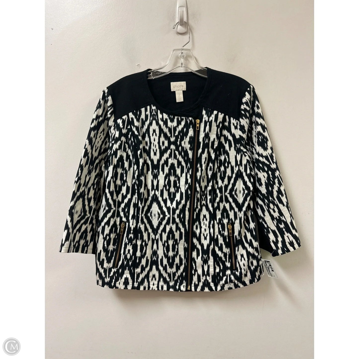 Blazer By Chicos In Black & Cream, Size: L