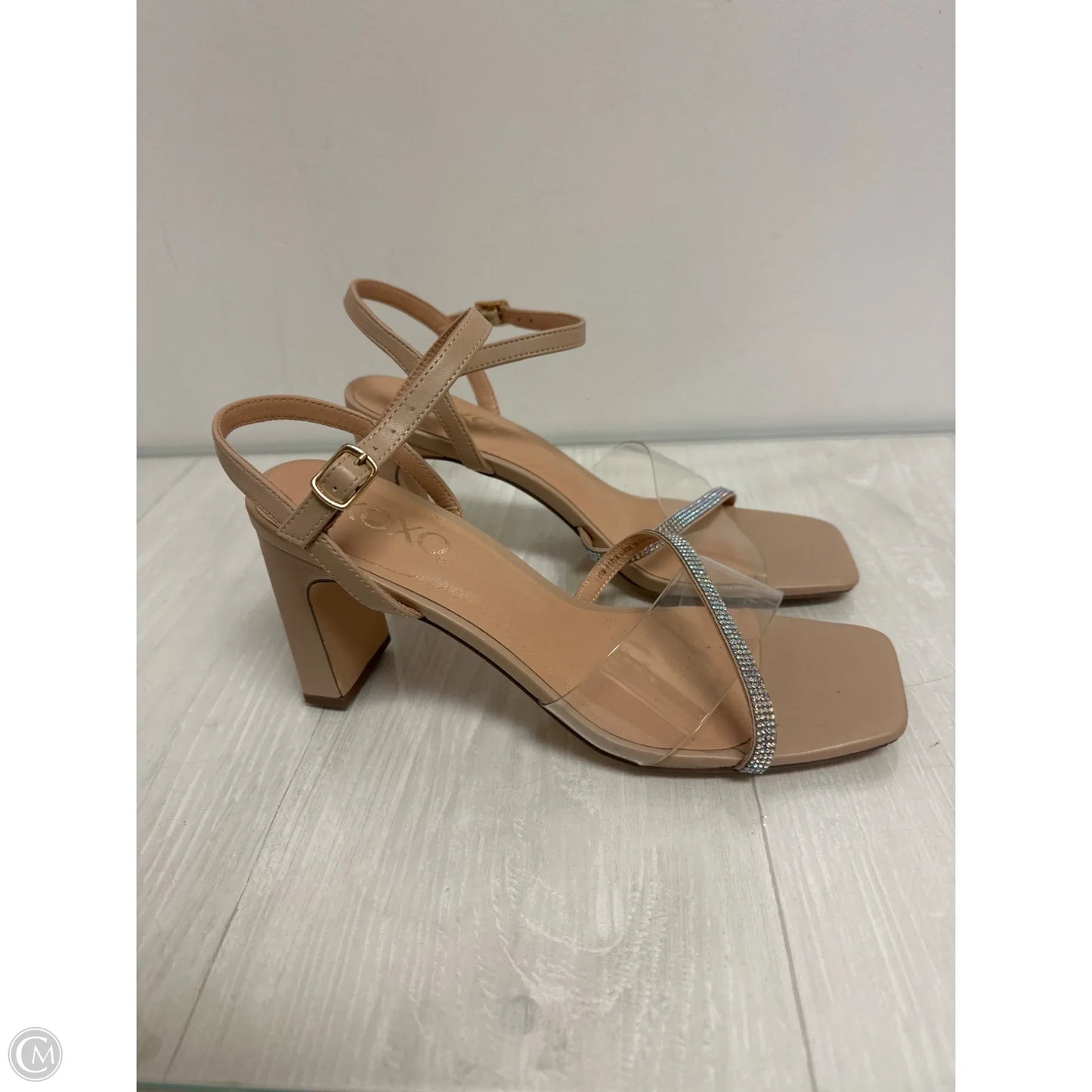 Sandals Heels Block By Xoxo In Tan, Size: 10