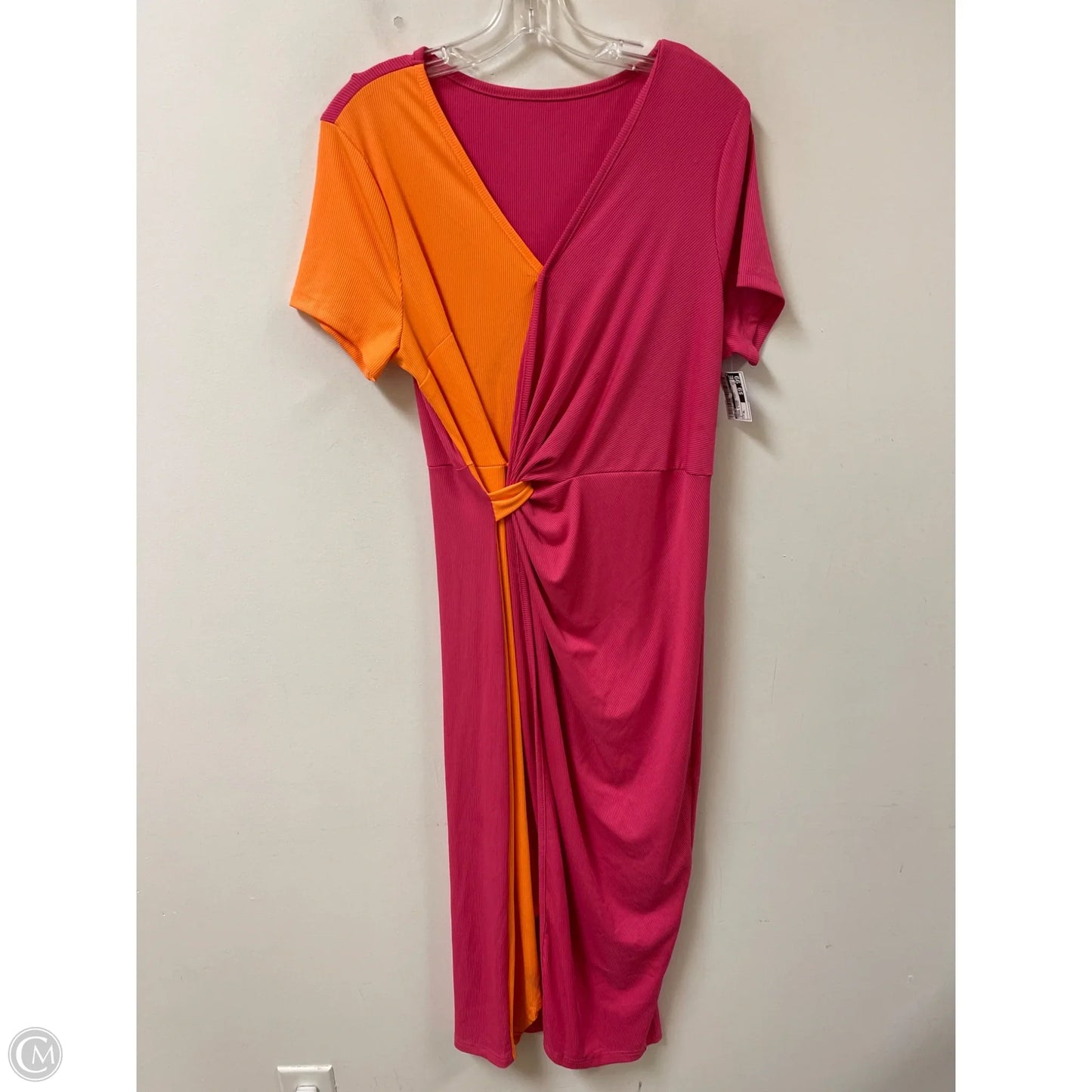 Dress Casual Midi By Shein In Orange & Pink, Size: Xl