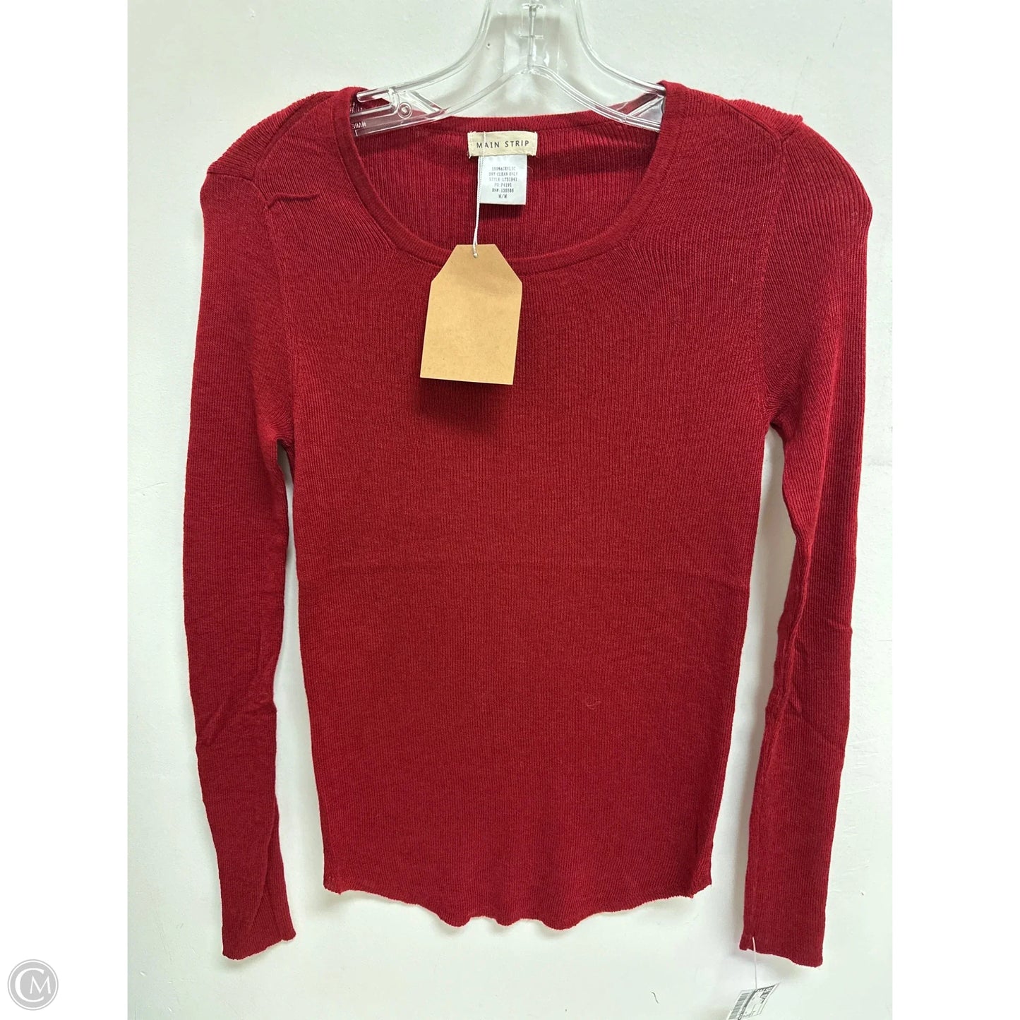 Top Long Sleeve By Main Strip In Red, Size: M