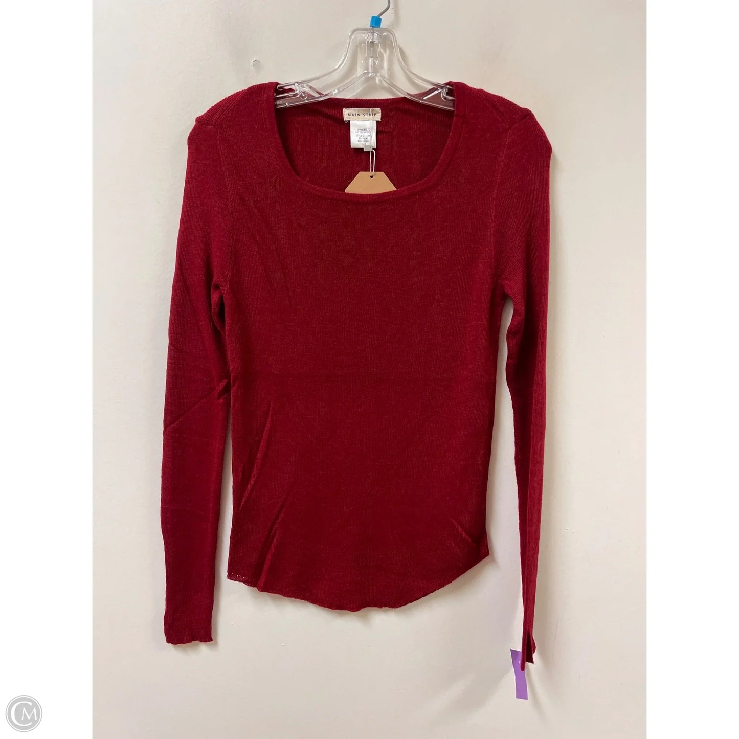 Top Long Sleeve By Main Strip In Red, Size: L