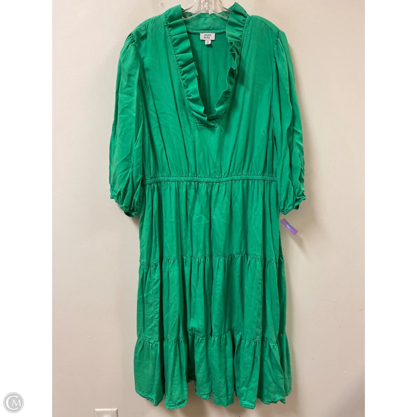 Dress Casual Midi By Crown And Ivy In Green, Size: 2x