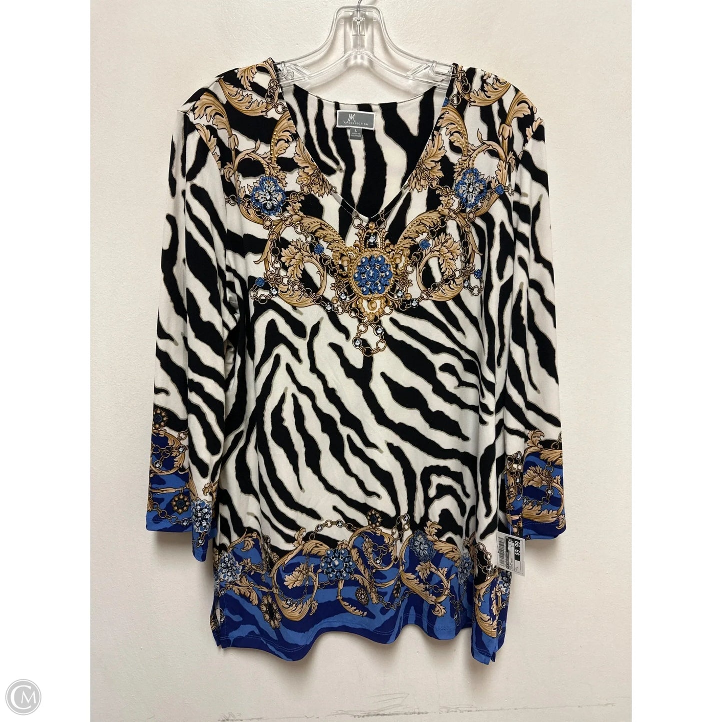 Top Long Sleeve By Jm Collections In Animal Print, Size: L