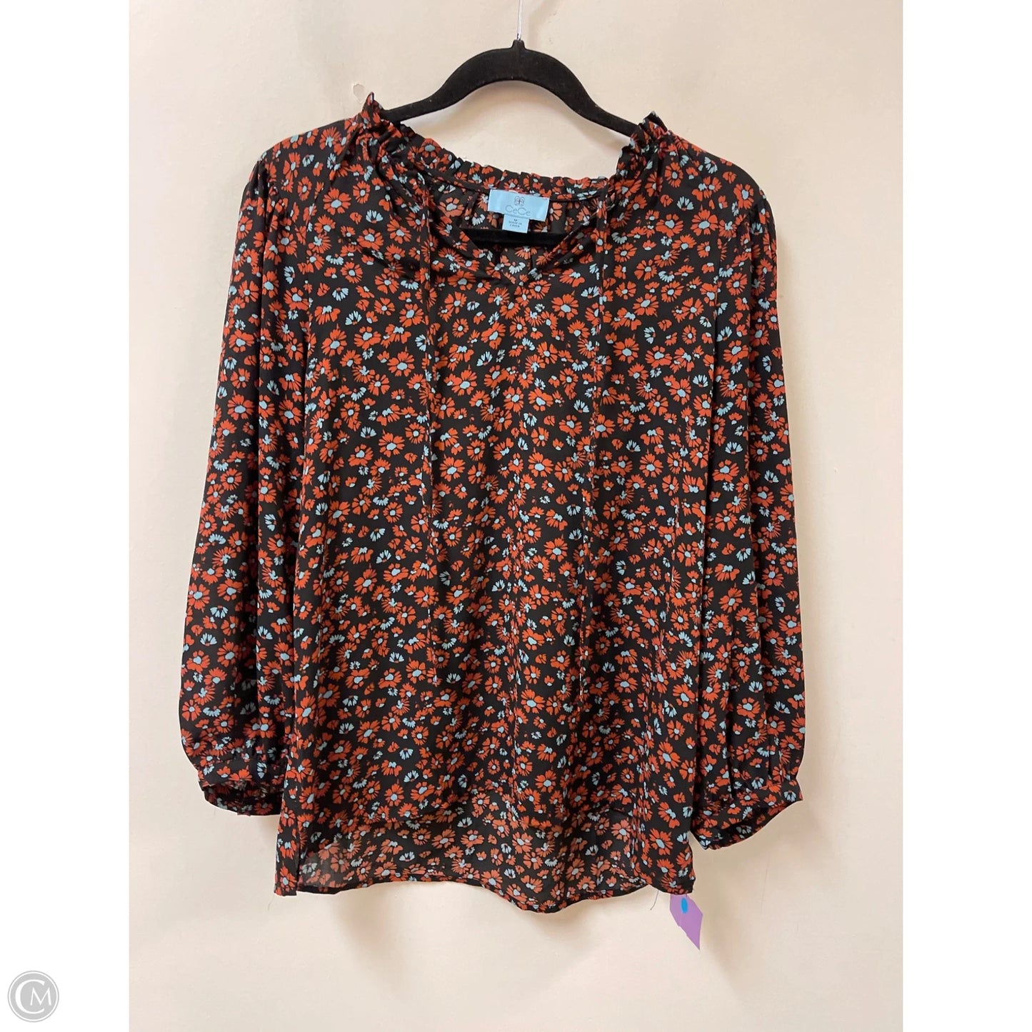 Top Long Sleeve By Cece In Black, Size: M